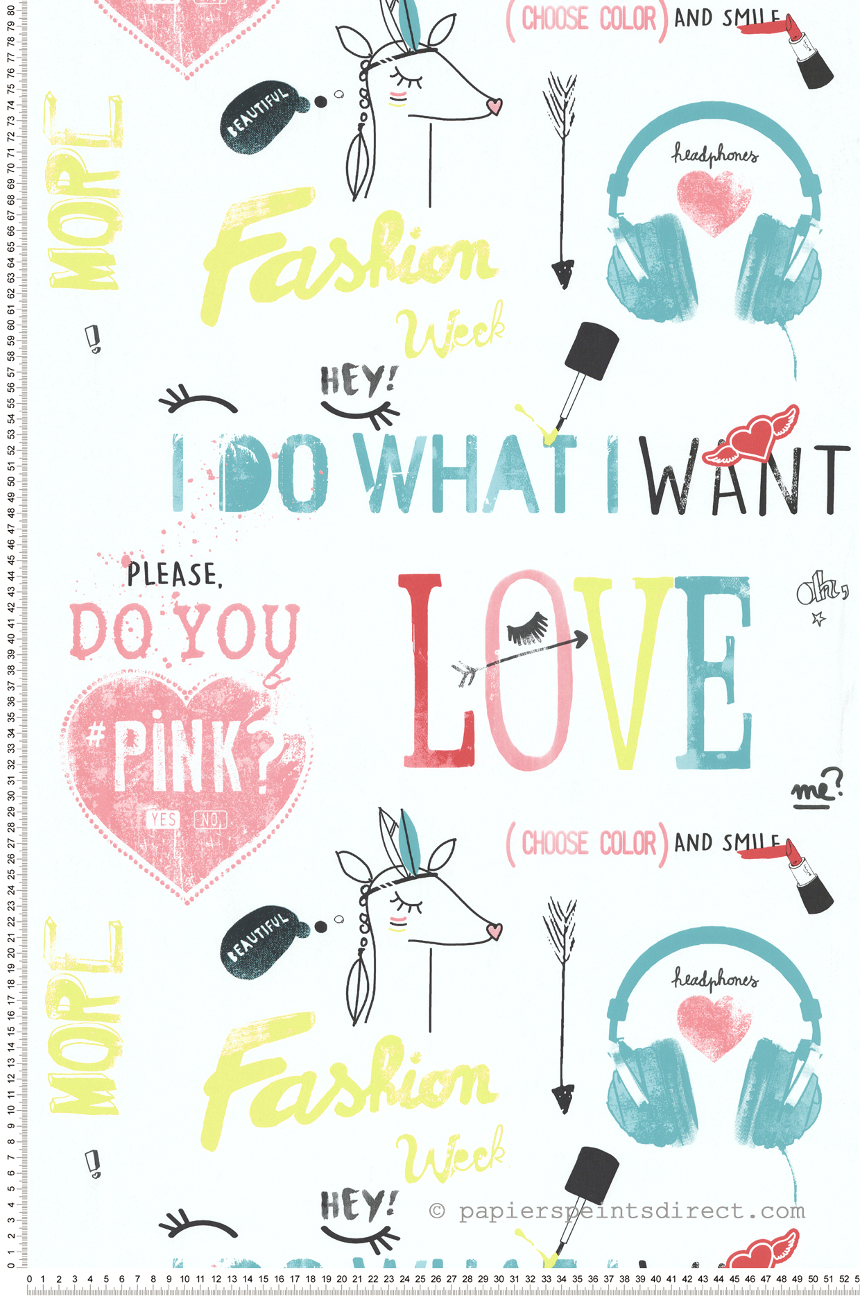 Papier peint Girly I Want rose multicouleurs - Les Aventures de Lutèce | Réf. LTC-36240303