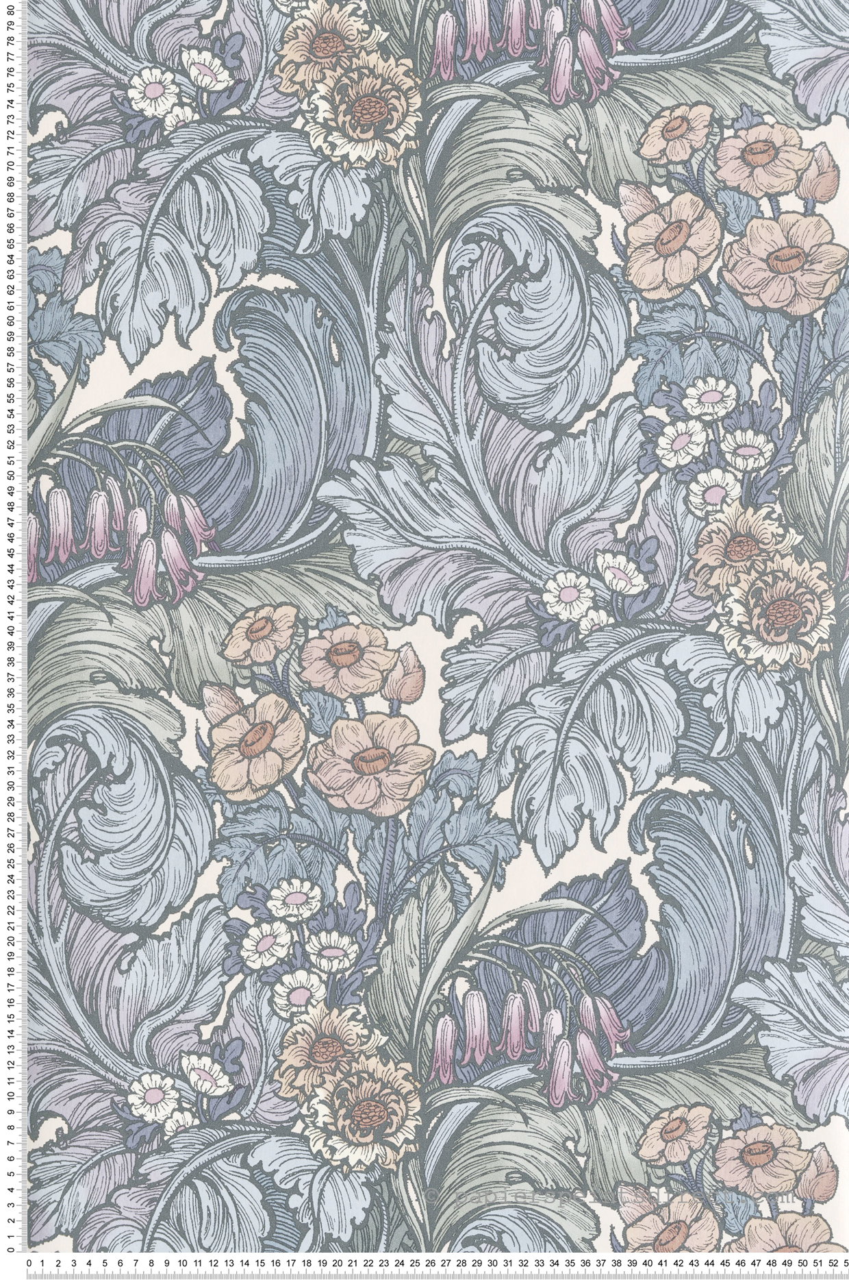 Papier peint Feuillage Luxuriant Fleur bleu pâle - The Wall Llewelyn-Bowen de Lutèce | Réf. LTC-LB25135
