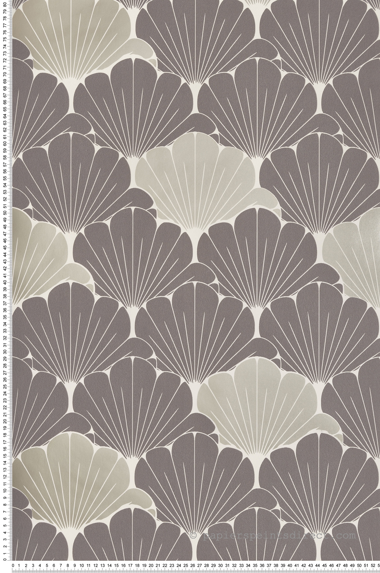 Papier Peint Ginkgo Art Déco gris taupe nacré - Elégance d'Ugépa | Réf. UGP-M64019