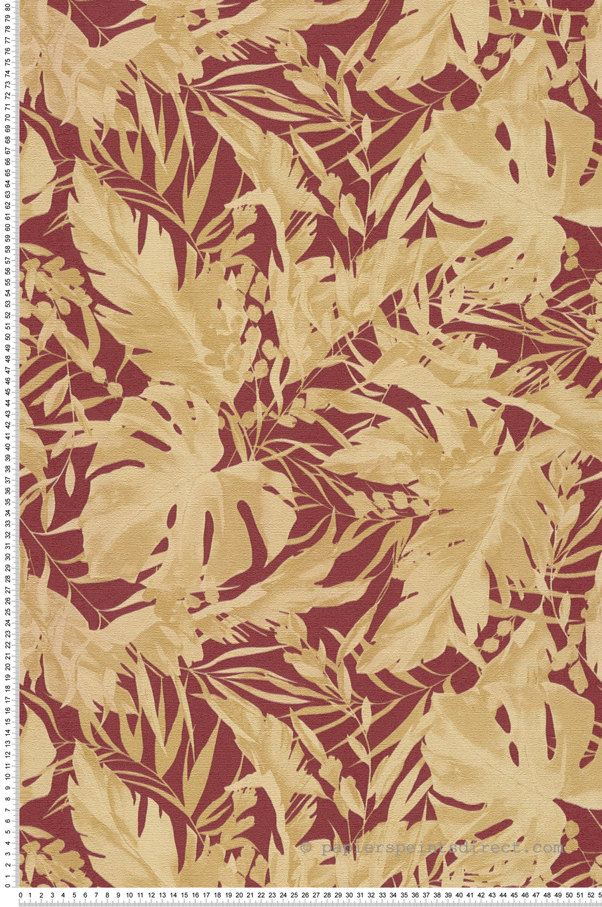 Papier peint Jungle Végétaux Earthlines bordeaux doré - Cosmoliving d'A.S. Création | Réf. AS-790635