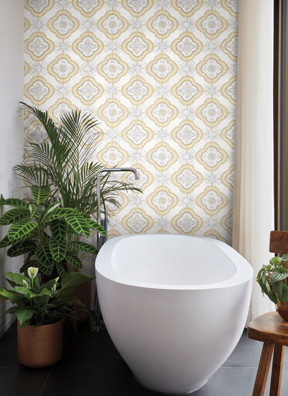 Papier peint Mosaïque jaune gris - Greenhouse de York (Initiales) | Réf. INI-GO8215