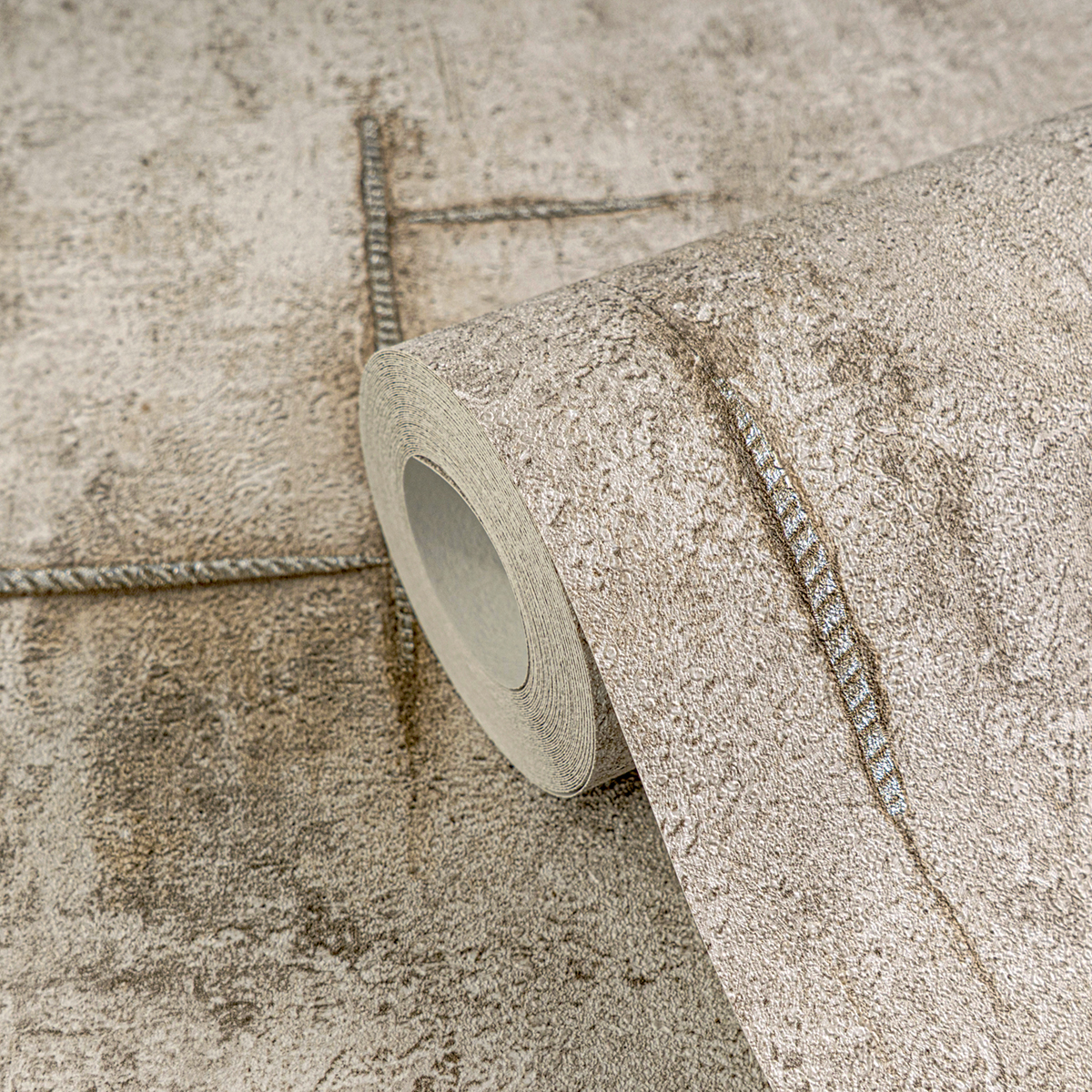 Papier peint Béton Graphite Groove gris clair - Cosmoliving d'A.S. Création ZOOM | Réf. AS-790853