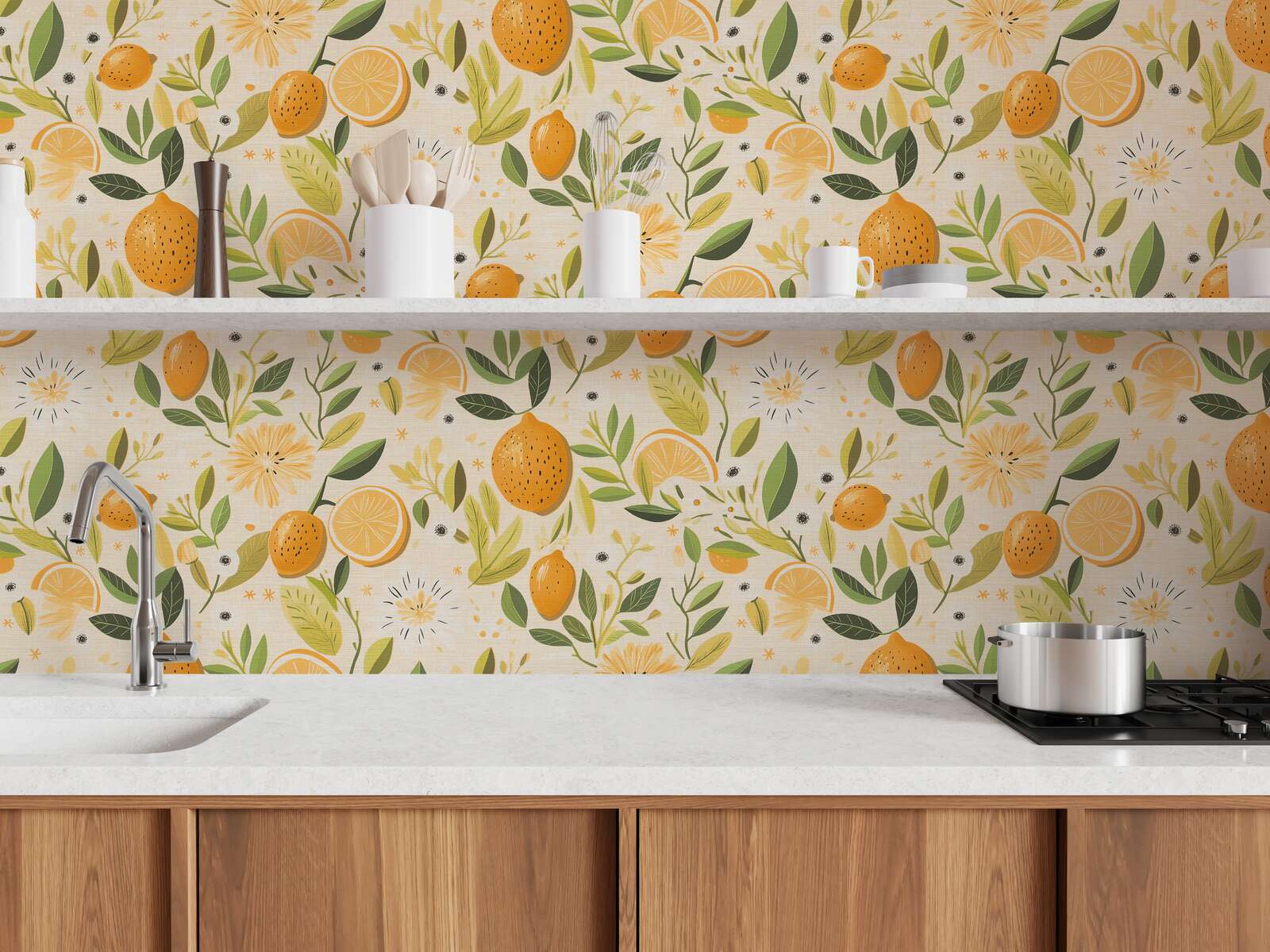 Papier peint Citron Fleur Pop jaune sable - Pintwalls 3 d'A.S. Création | Réf. AS-791692