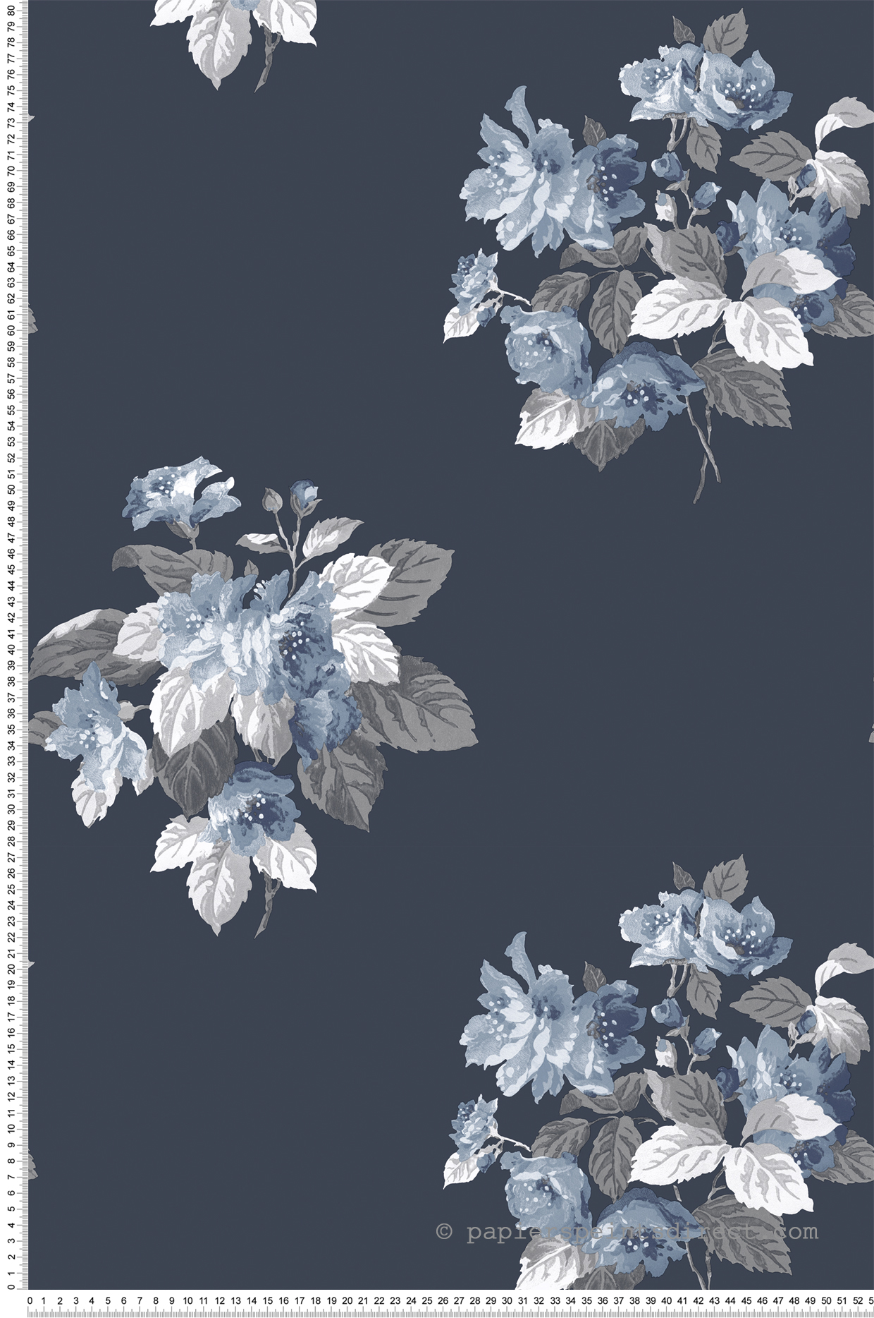 Papier peint Bouquet Fleuri bleu nuit - Jardin Secret de Lutèce | Réf. LTC-G78498