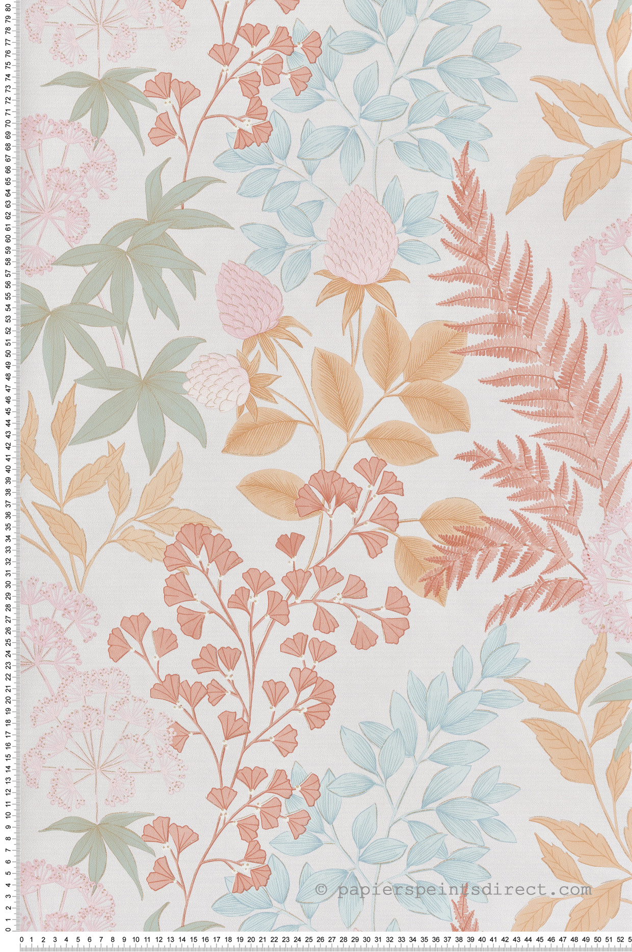 Papier Peint Fougère Feuillage corail doré - Flora d'Ugépa | Réf. UGP-M87110