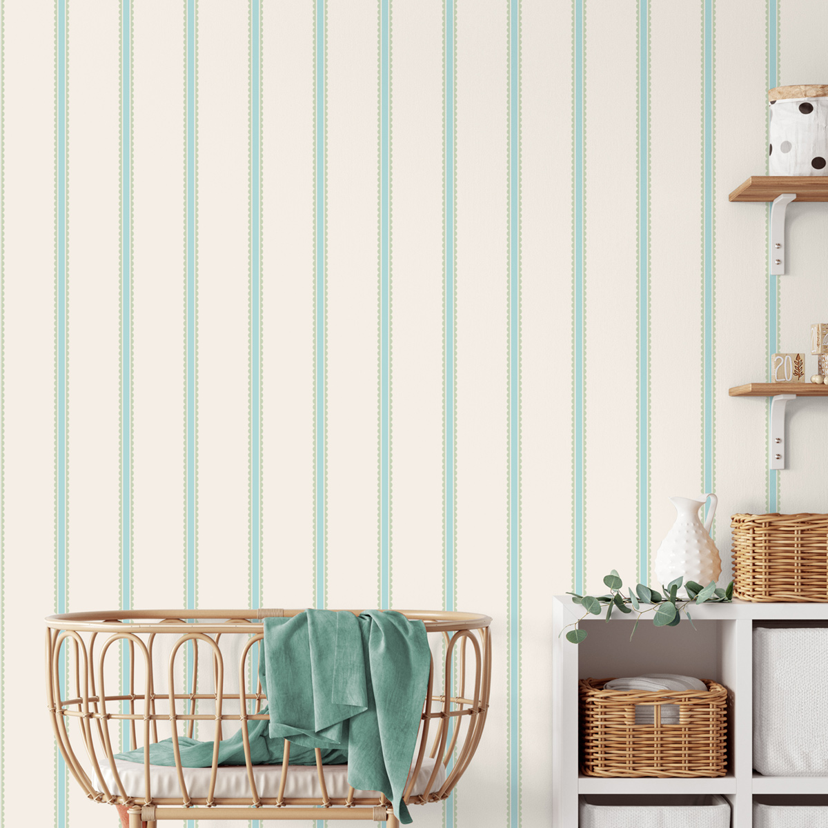 Papier peint Rayures Arrondi Enfant bleu vert - Imagine de Lutèce | Réf. LTC-DL27573