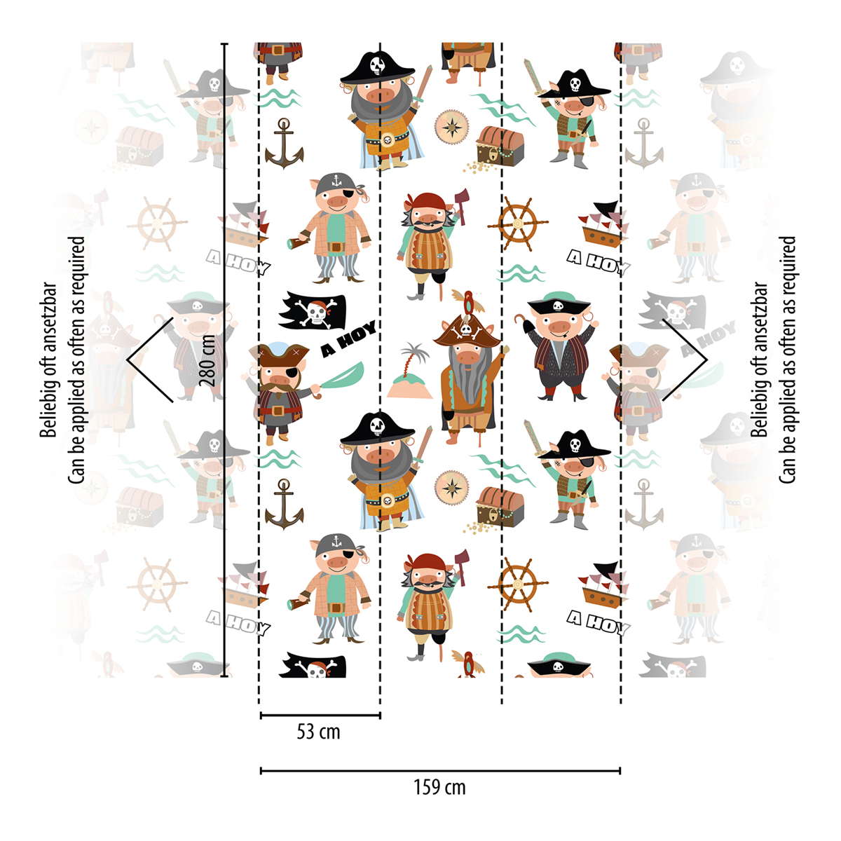 Papier peint panoramique Cochon Pirate Enfant - The Wall 2 d'A.S. Création | Réf. AS-391911