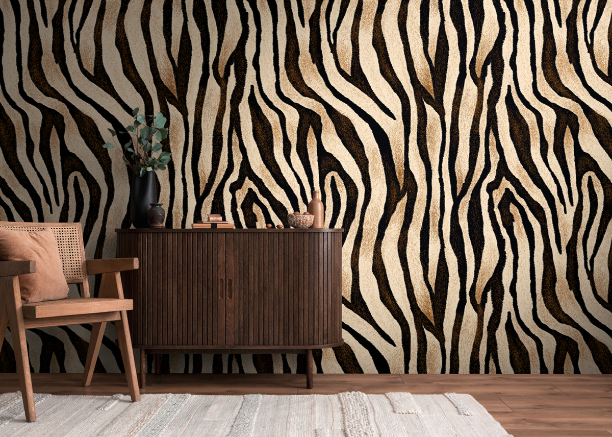 Papier peint panoramique Rayure Tigre beige marron - The Wall 3 d'A.S. Création | Réf. AS-398311