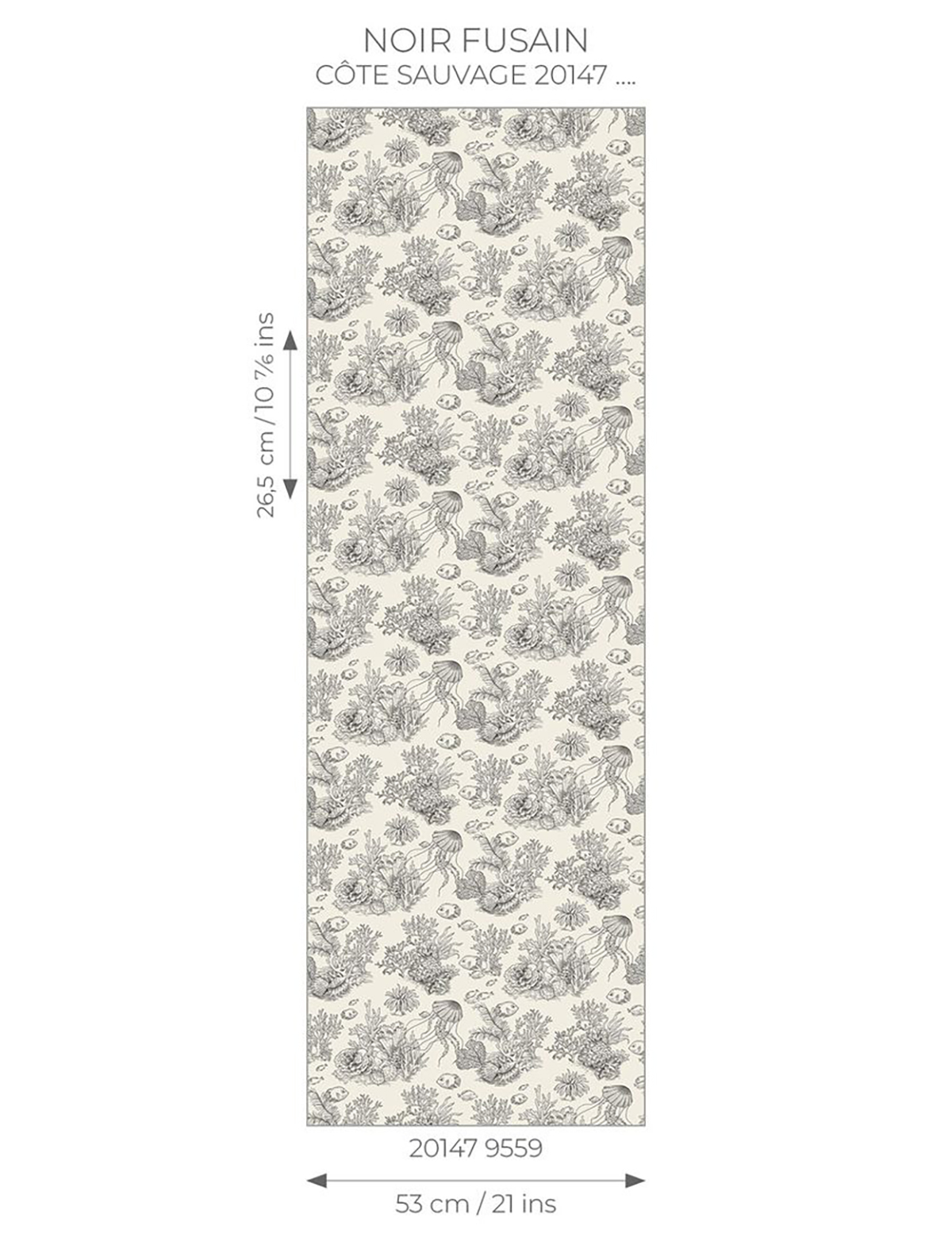 Papier peint Toile de Jouy Marin Côte Sauvage anthracite - Seaside de Casadéco AMB7 | Réf. SEAS201479559