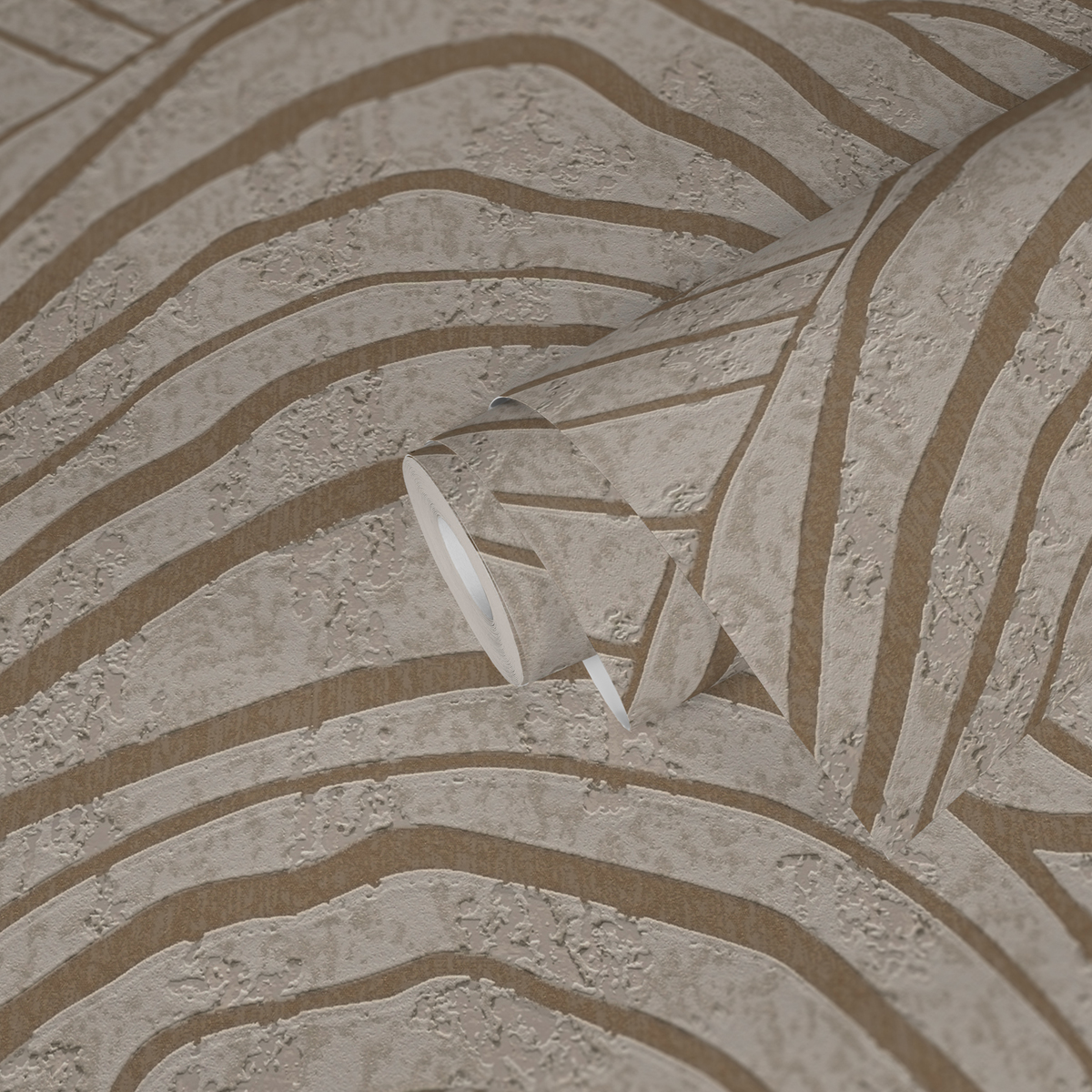 Papier peint Vague Okusai gris clair or cuivré - Jade 2 d'A.S. Création AMB4 | Réf. AS-395071