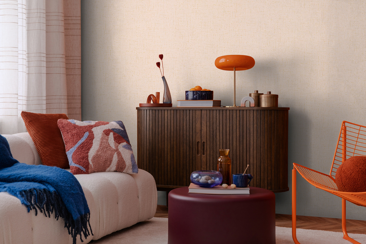 Papier peint Uni Tissage Métallisé beige rosé doré - Cosmoliving d'A.S. Création AMB3 | Réf. AS-790666