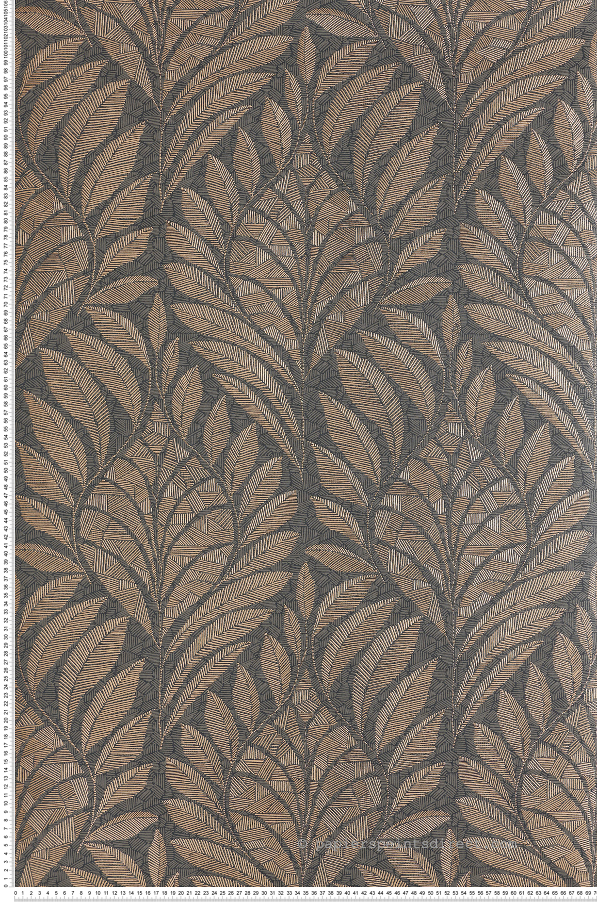 Papier peint Feuillage Tropical Gustav anthracite doré - Isadora de Casamance | Réf. CAS-A74772854