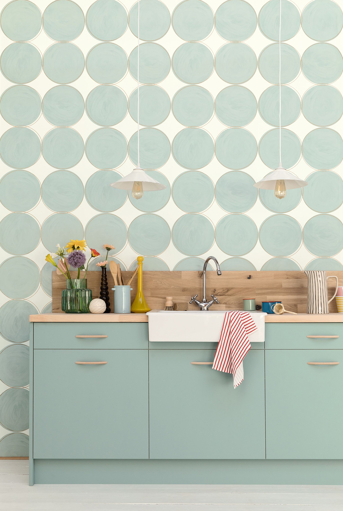 Papier peint Cercle Double All Around bleu et doré - Around de Casélio | Réf. ARN102886020