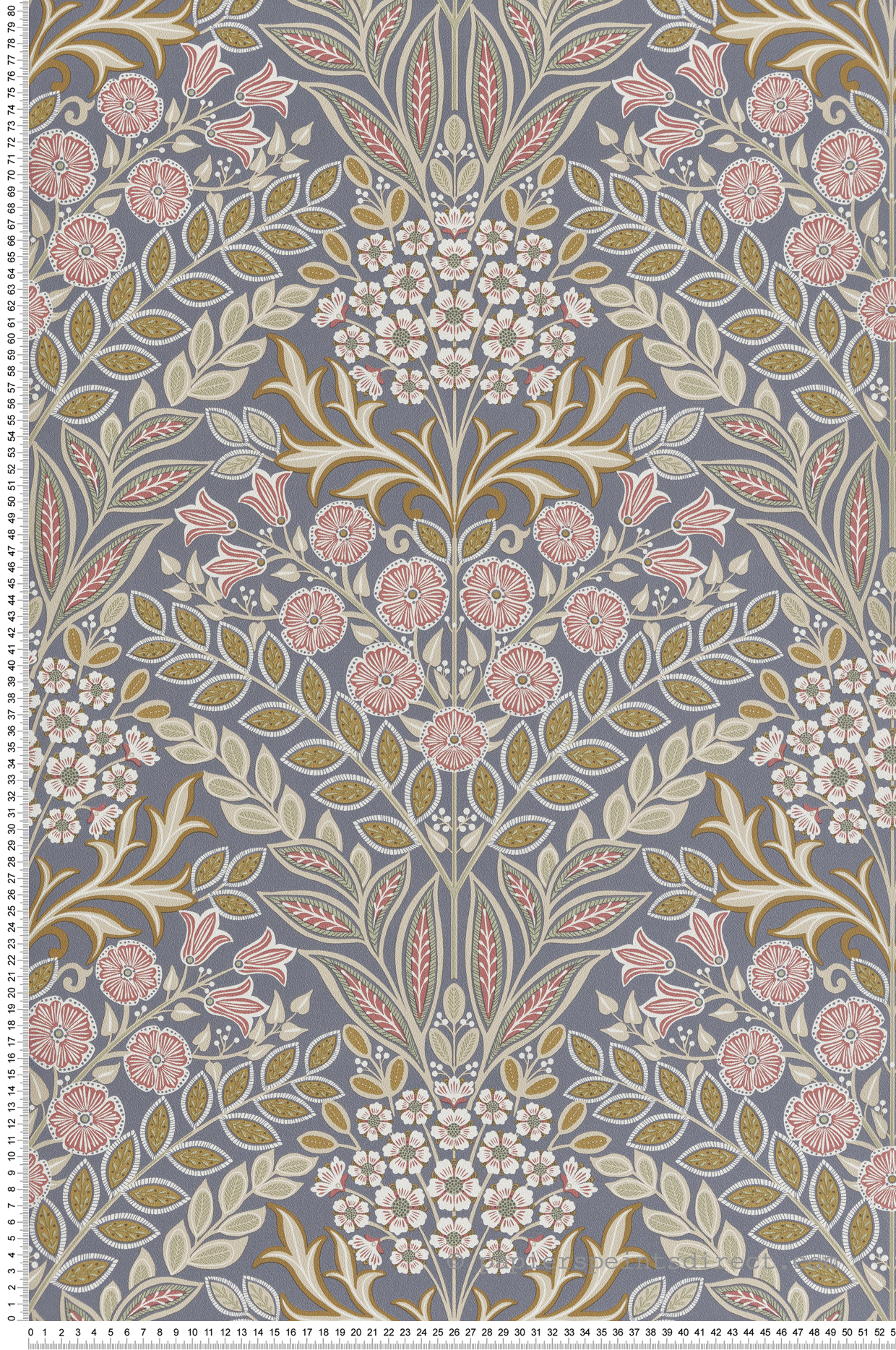 Papier peint Médaillons Fleuris ardoise rose - Rêverie de Montecolino | Réf. MC-IC2115