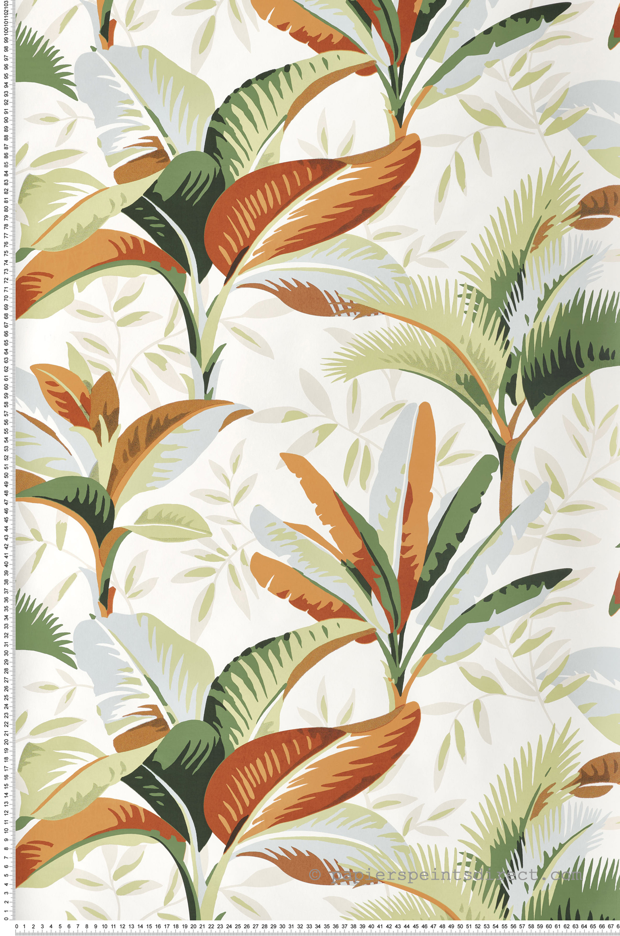 Papier peint Cime des Palmiers terracotta vert - Greenhouse de York (Initiales) | Réf. INI-GO8201