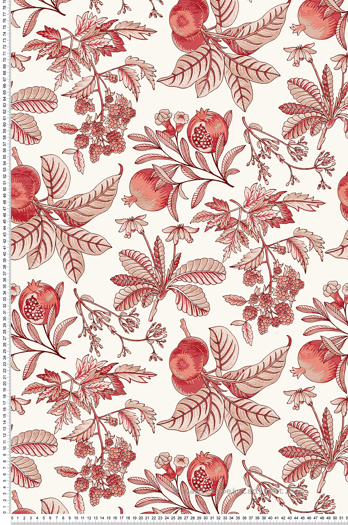 Papier peint Pomme Grenade Cecilia rouge - Delicatesse de Lutèce | Réf. LTC-FD26812