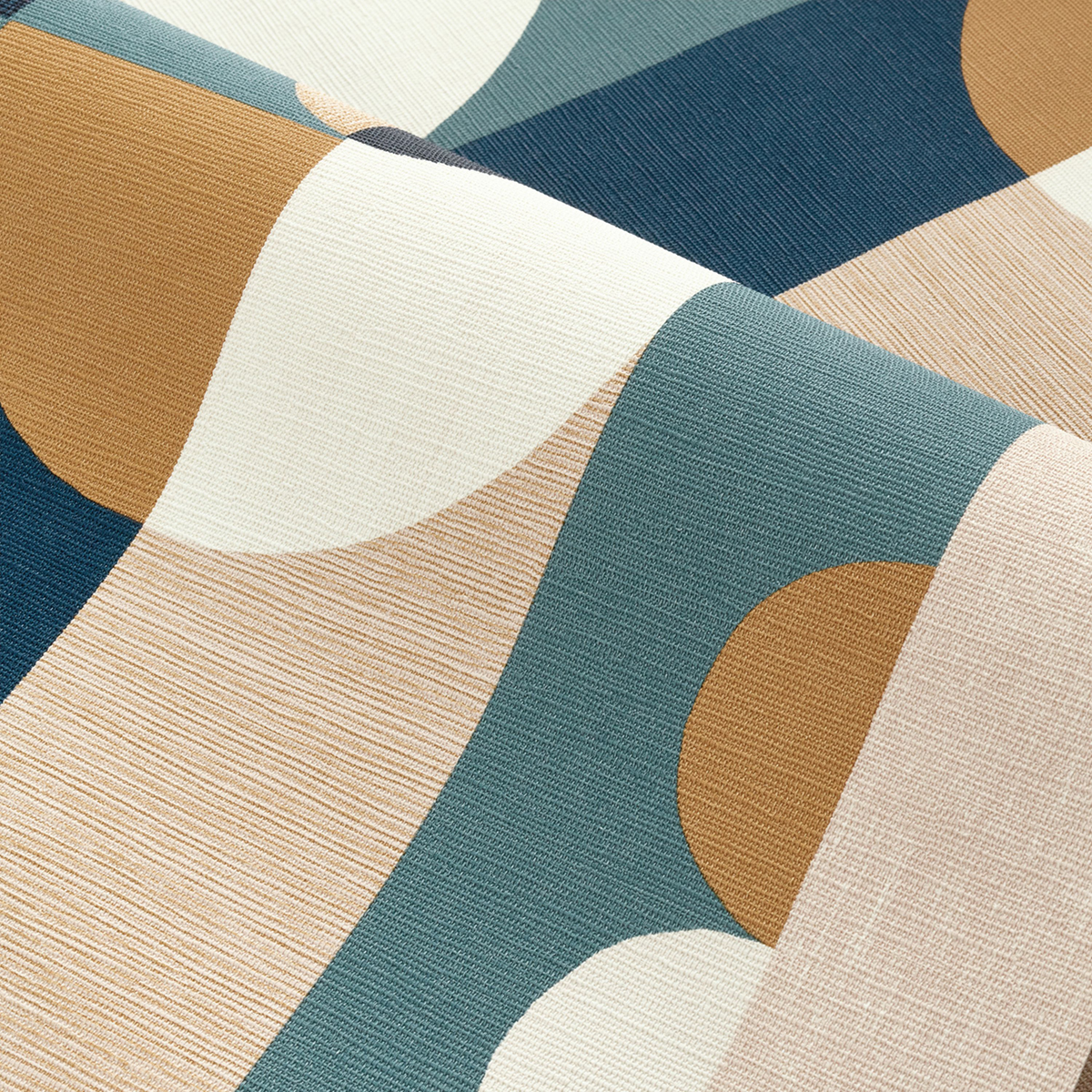 Papier peint Géométrique Cercle Vassily bleu beige - Mouvements de Casamance | Réf. CAS-75990508