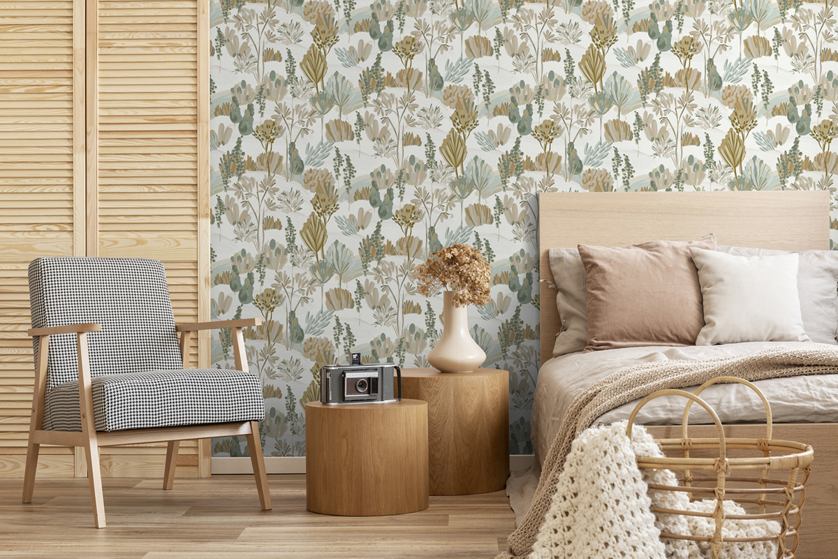 Papier peint Paysage Art Flanerie vert beige - Les Essentiels de Lutèce | Réf. LTC-51247604