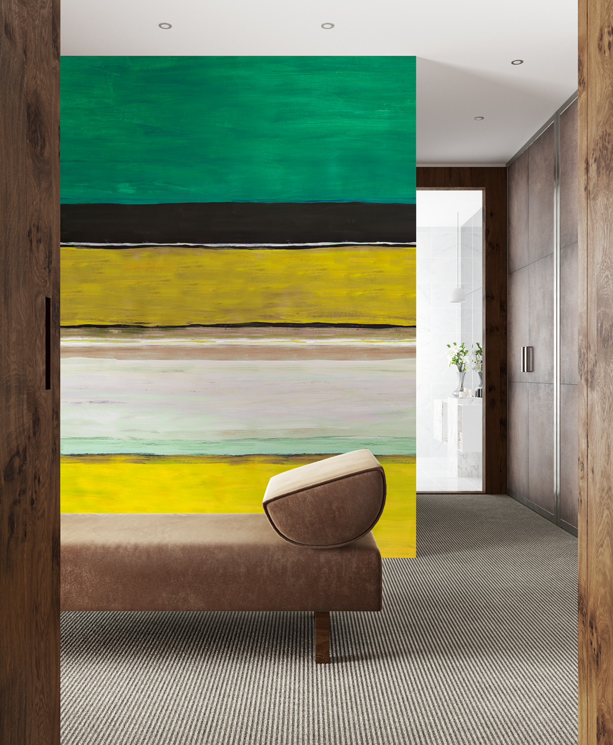 Papier peint panoramique Bande Abstraite Terava jaune - A et B H260 - Wall Designs IV de Masureel | Réf. MAS-DG4TER101X-260