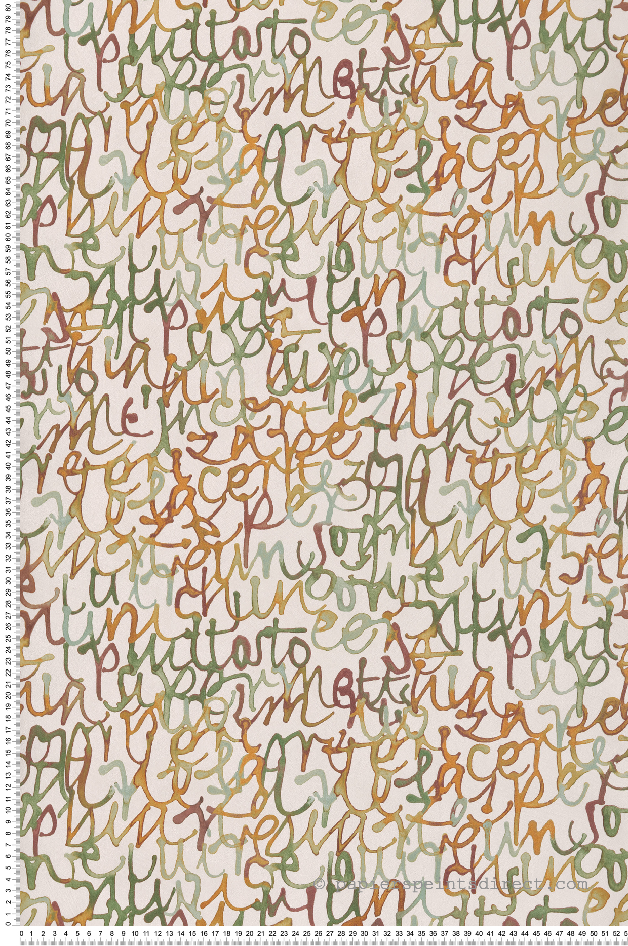 Papier peint Ecriture Lettres moutarde vert marron - Boca Chica de Montecolino | Réf. MC-SO27072