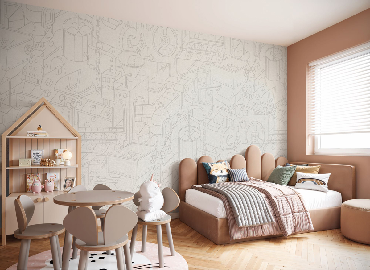 Papier peint panoramique Graphique Doodle Factory gris - Seasons de Komar
