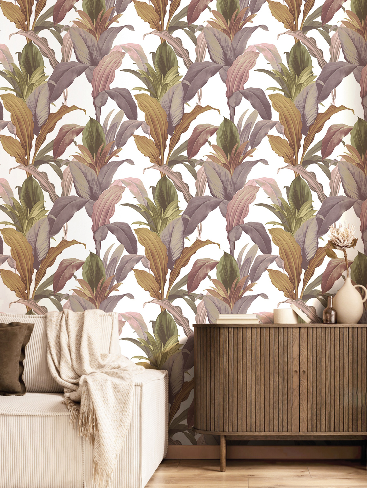 Papier peint Feuillage Ananas mauve - Maison Paradis de Lutèce | Réf. LTC-MP15514