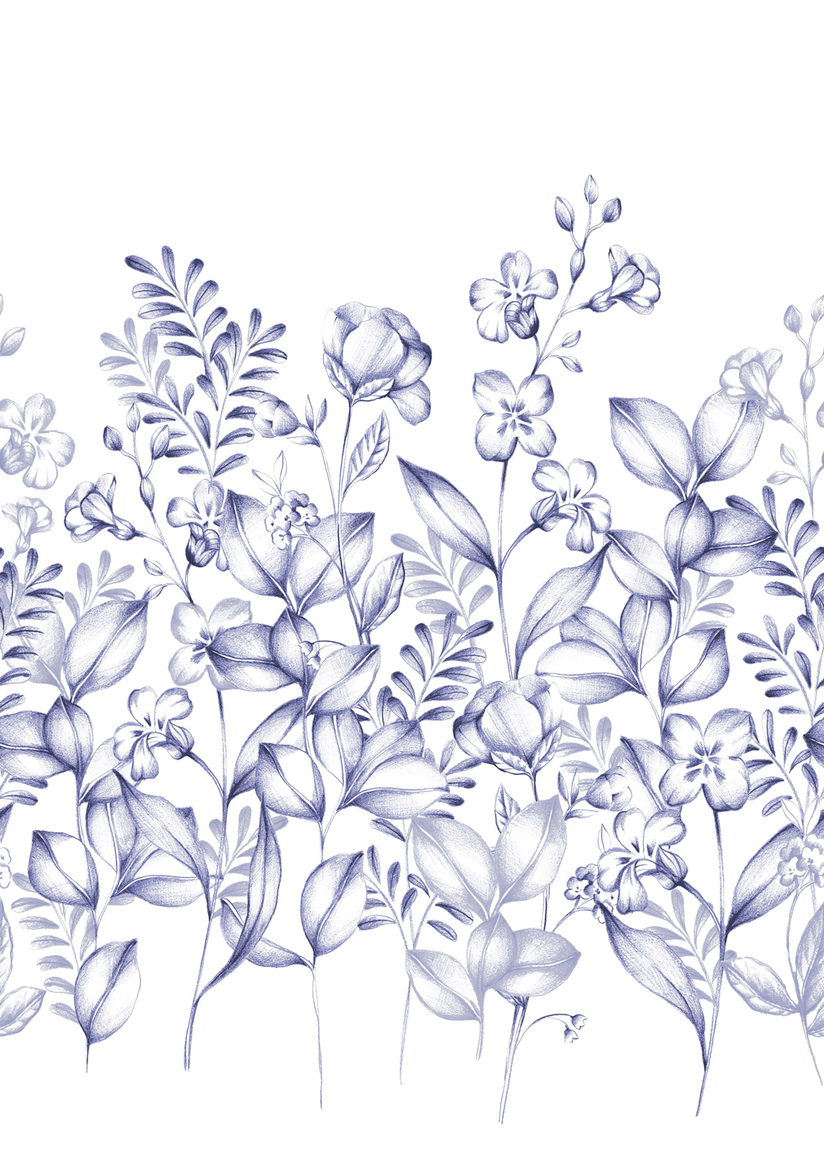 Papier peint panoramique Flowers Field Bleu M 200X280 - Pimp My Wall de Casélio | Réf. PMW104626003