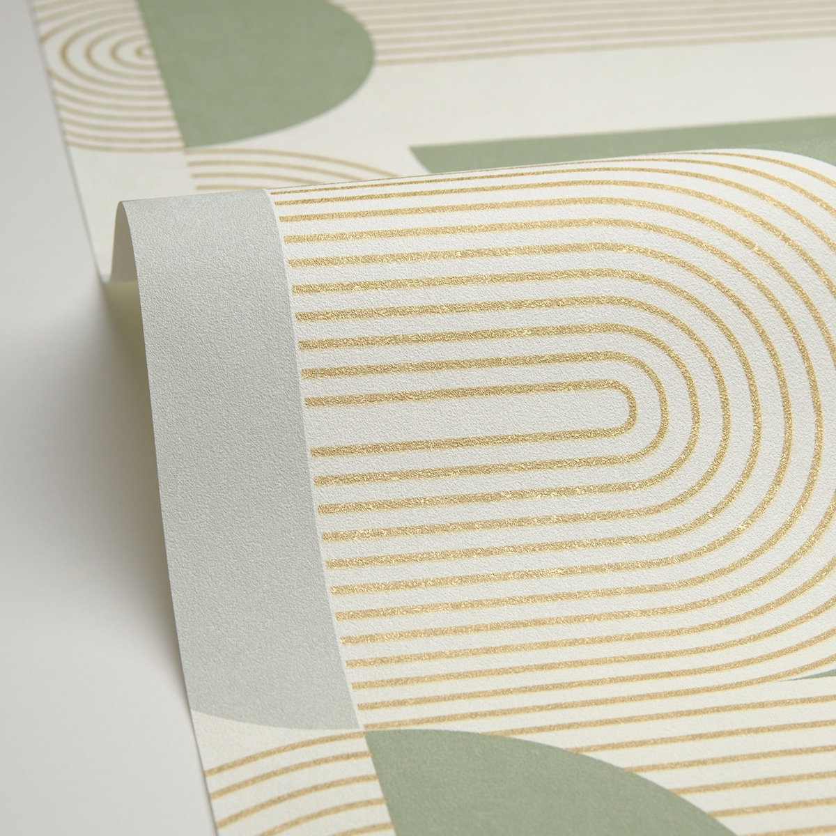 Papier peint Graphique Amplitude vert d'eau doré - Graphic de Casélio AMBV | Réf. GPC105500711