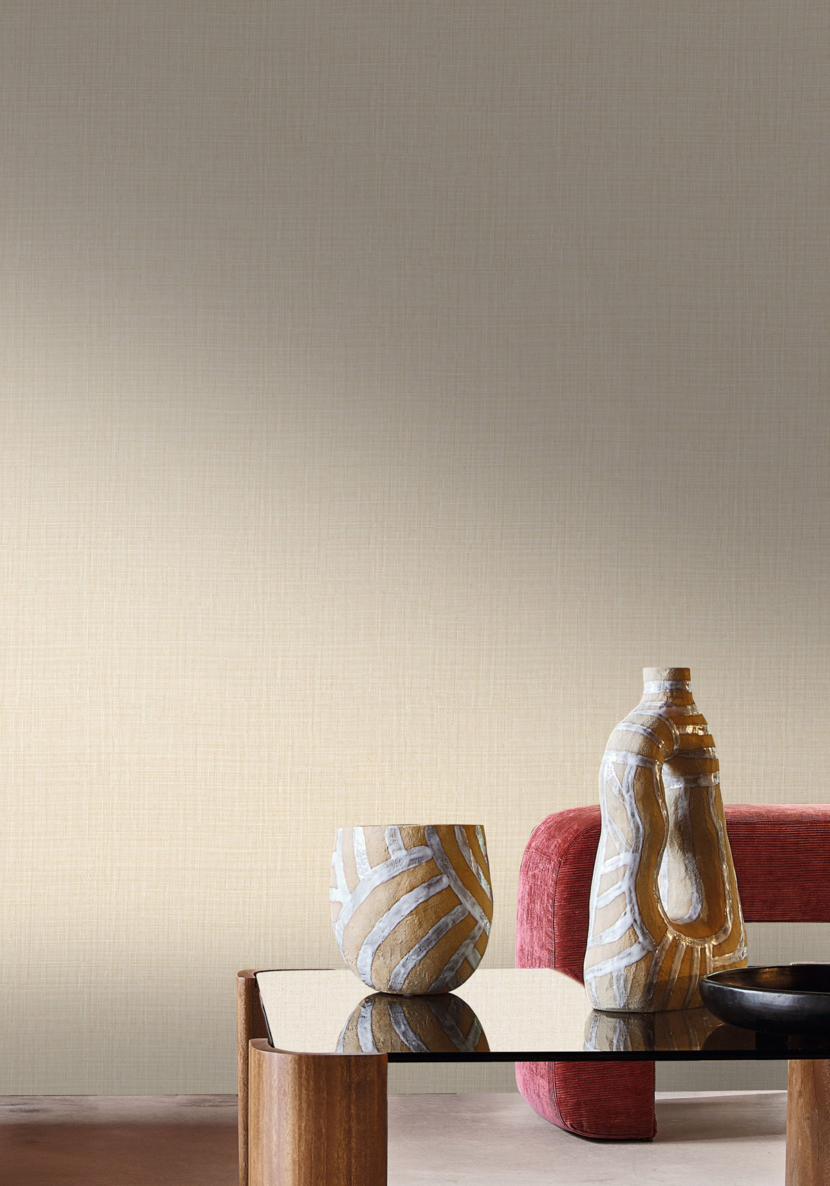 Papier peint Uni Tissé Sierra sable - Palmadora de Casamance | Réf. CAS-76701834