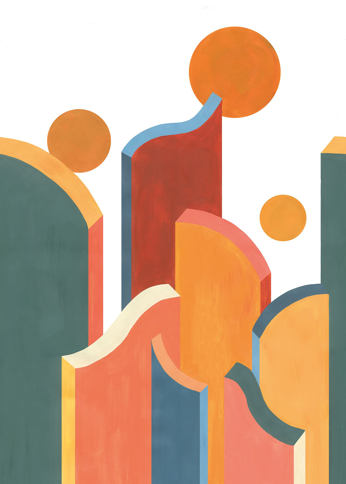 Papier peint panoramique Architecte Play Around multicouleurs - Around de Casélio | Réf. ARN103074562