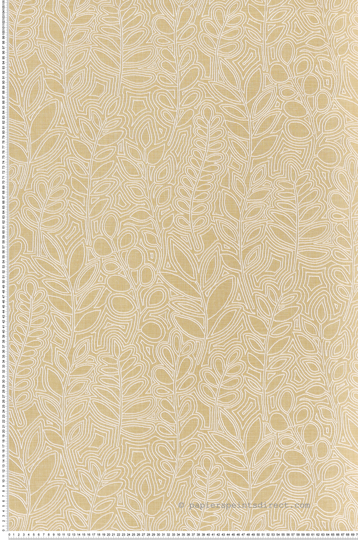 Papier peint Feuille Broderie Astragale vanille - Palmadora de Casamance | Réf. CAS-76680304
