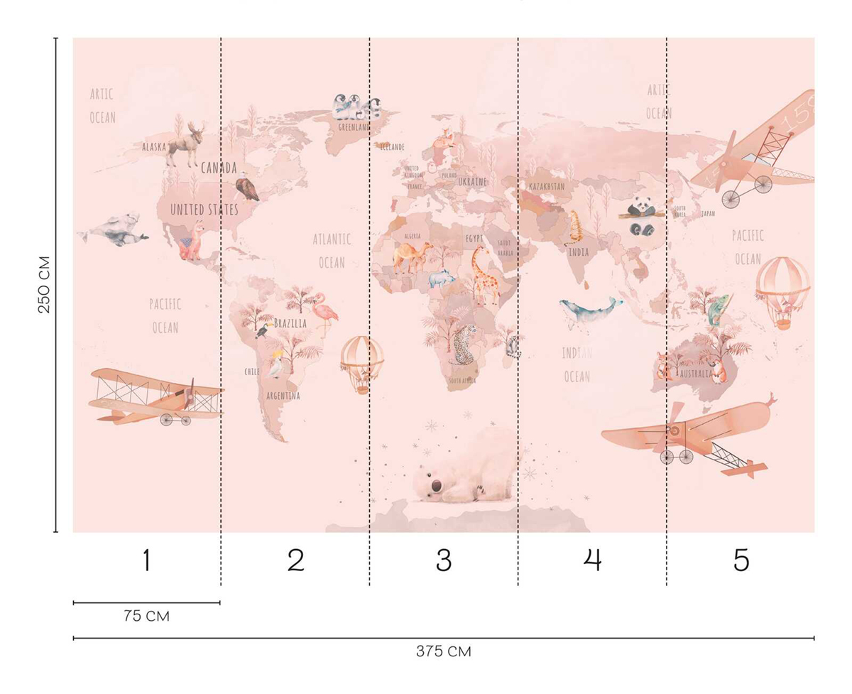 Papier peint panoramique Carte du Monde Avion - Wall Love d'A.S. Création REGLE | Réf. DD129592