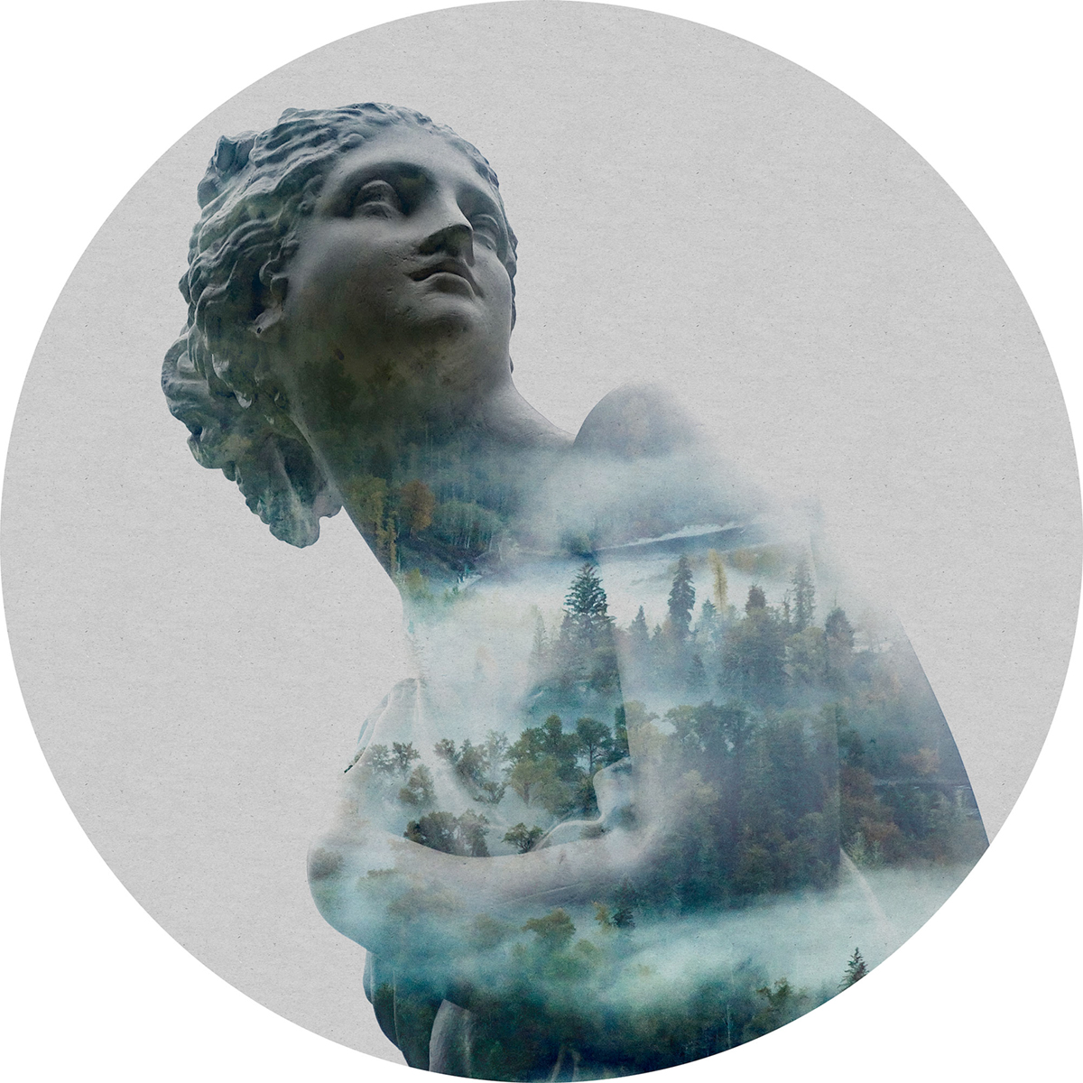 Papier peint adhésif rond Statue Gaia - Papier peint Komar Dots