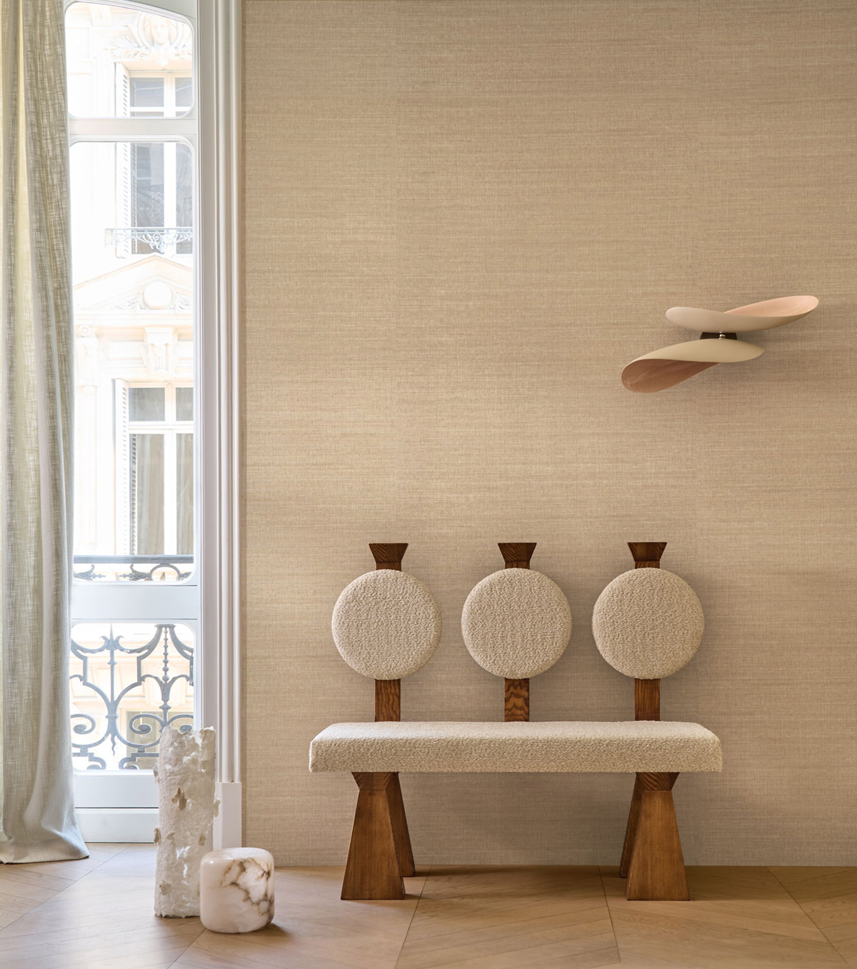 Papier peint Uni Tissage Sora beige - Légendes de Casamance | Réf. CAS-70172038