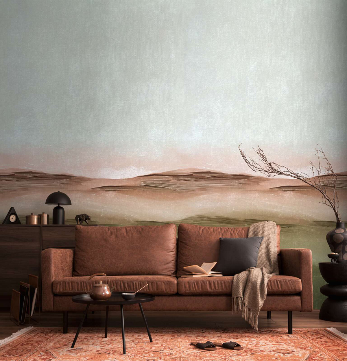 Papier peint panoramique Paysage Brumeux Dégradé vert - Vibes & Styles d'A.S. Création AMB3| Réf. AS-792165