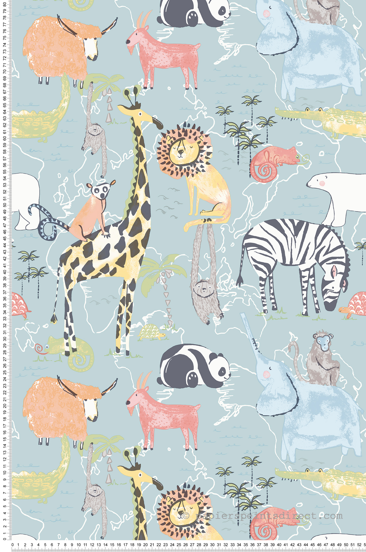 Papier peint Animaux Safari bleu - Imagine de Lutèce | Réf. LTC-DL27541