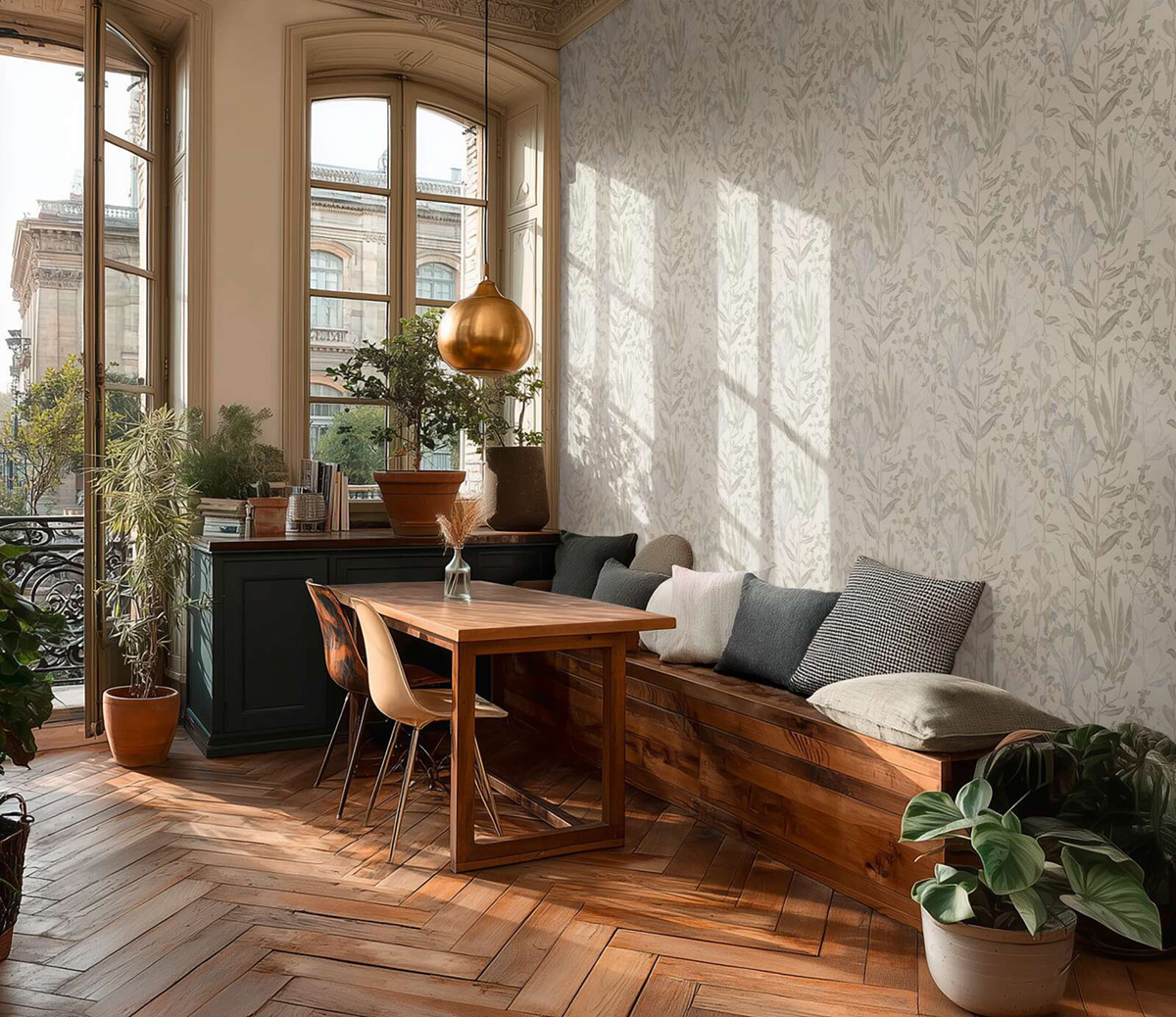 Papier peint Botanique Aquarelle Herbes beige - Vibes & Styles d'A.S. Création | Réf. AS-790091