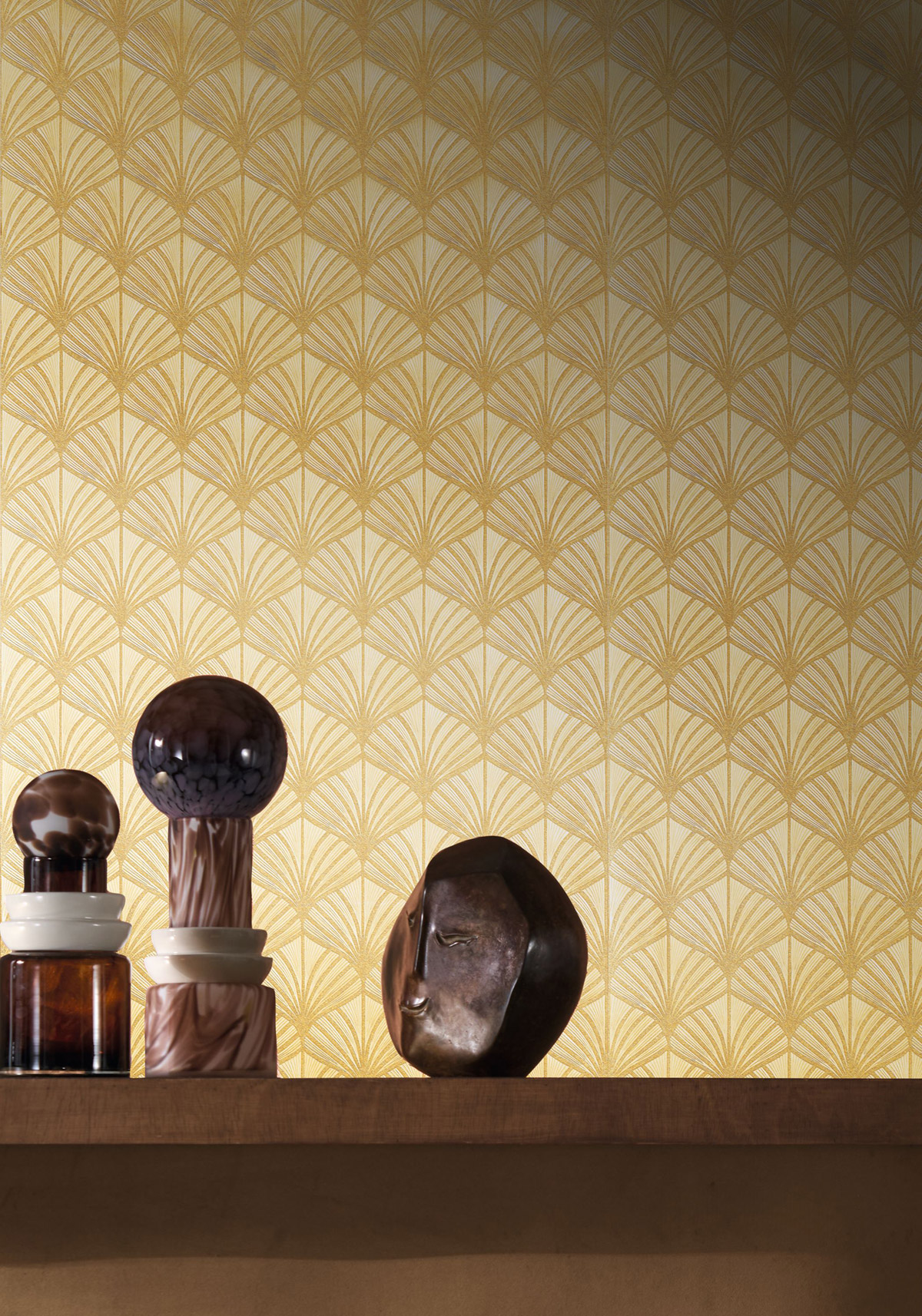 Papier peint Palmette Art Déco Orion doré - Magnitude de Casamance | Réf. CAS-76641018