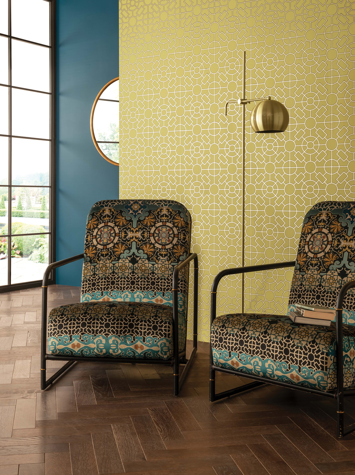 Papier peint Géométrique Knot Garden jaune - Mansfield de Osborne & Little AMB | Réf. OSB-W7455-01