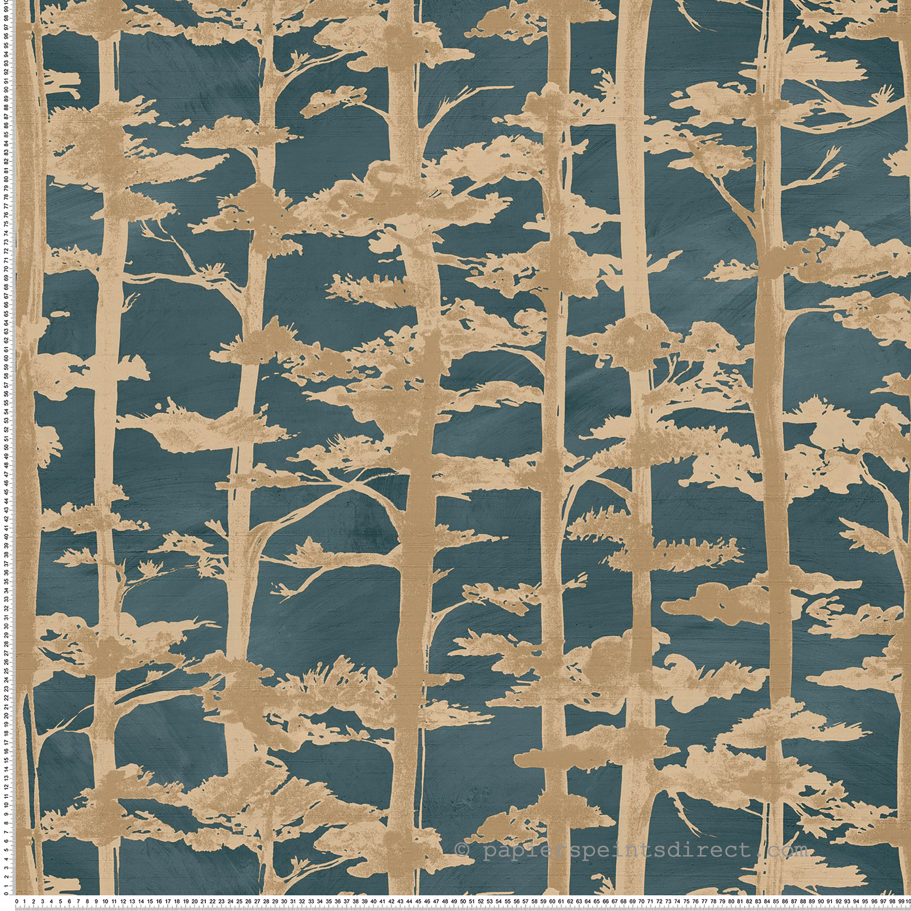 Papier peint Arbre Pin Ame pétrole doré - Légendes de Casamance | Réf. CAS-70040712