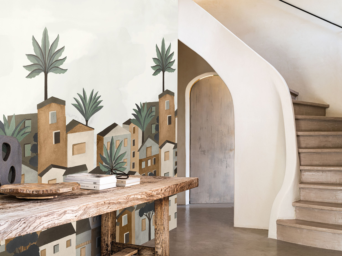 Papier peint Panoramique Vila Viela gris mordoré vinyle sur intissé - Panoramas 2 de Casamance | Réf. CAS-75641528