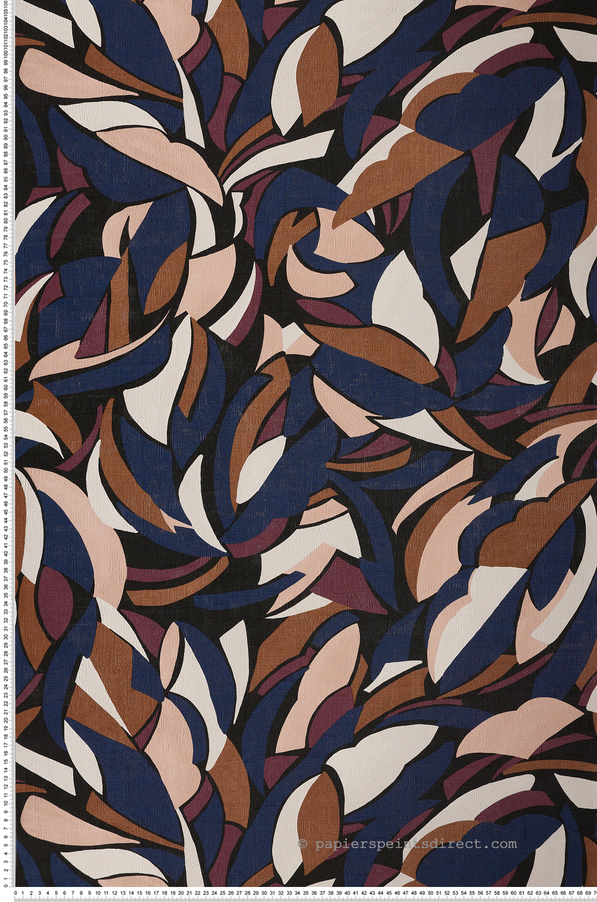 Papier peint Collage Floral noir et bleu marine - L'Atelier de Casamance | Réf. CAS-75553772