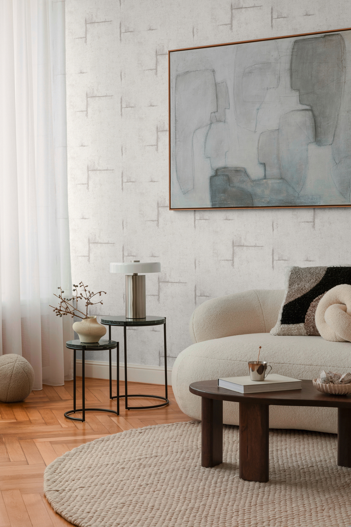 Papier peint Béton Graphite Groove blanc gris - Cosmoliving d'A.S. Création AMB3 | Réf. AS-790851