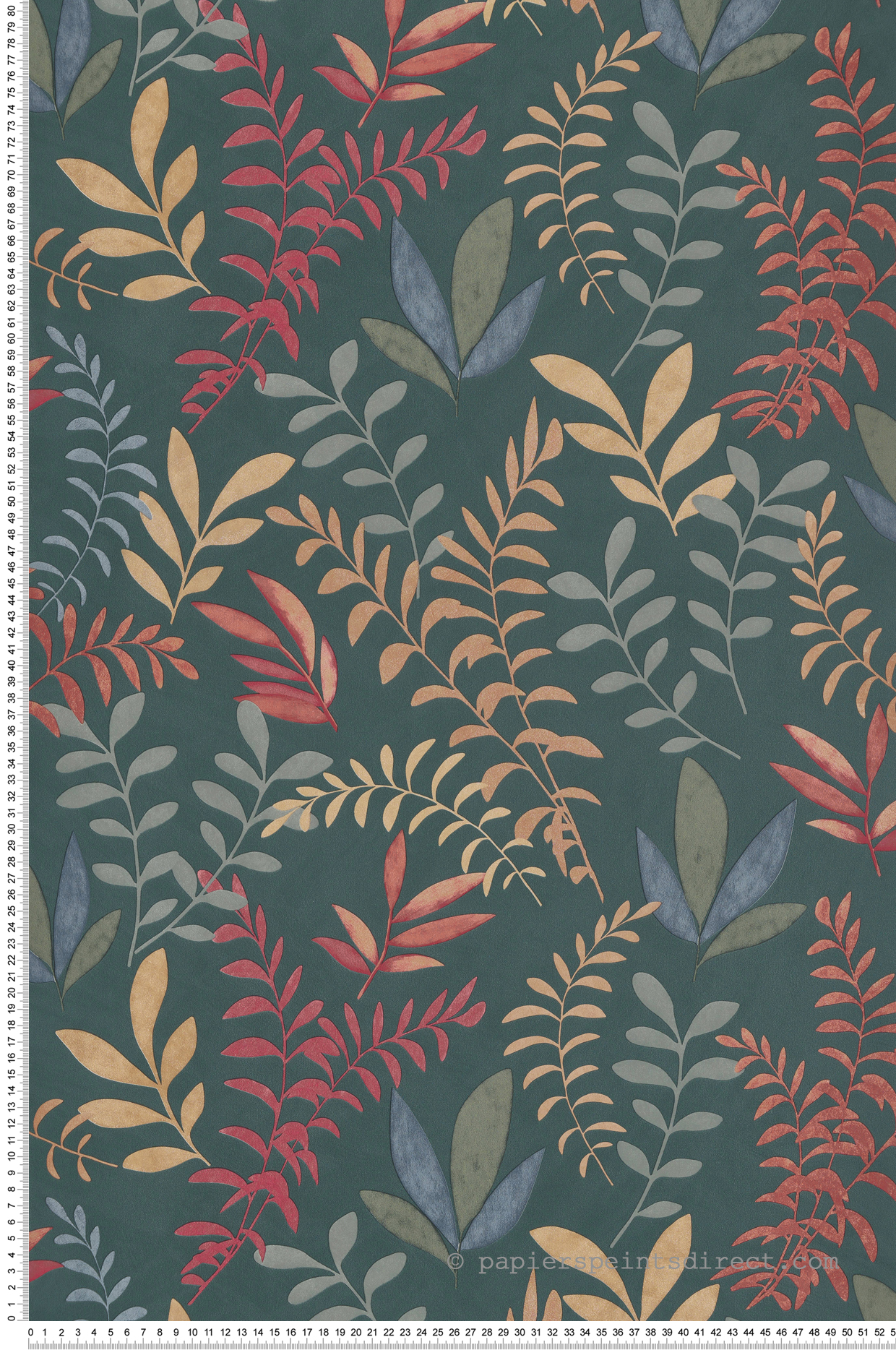 Papier peint Feuille Nature Aquarelle vert rouge - Boca Chica de Montecolino | Réf. MC-SO27061