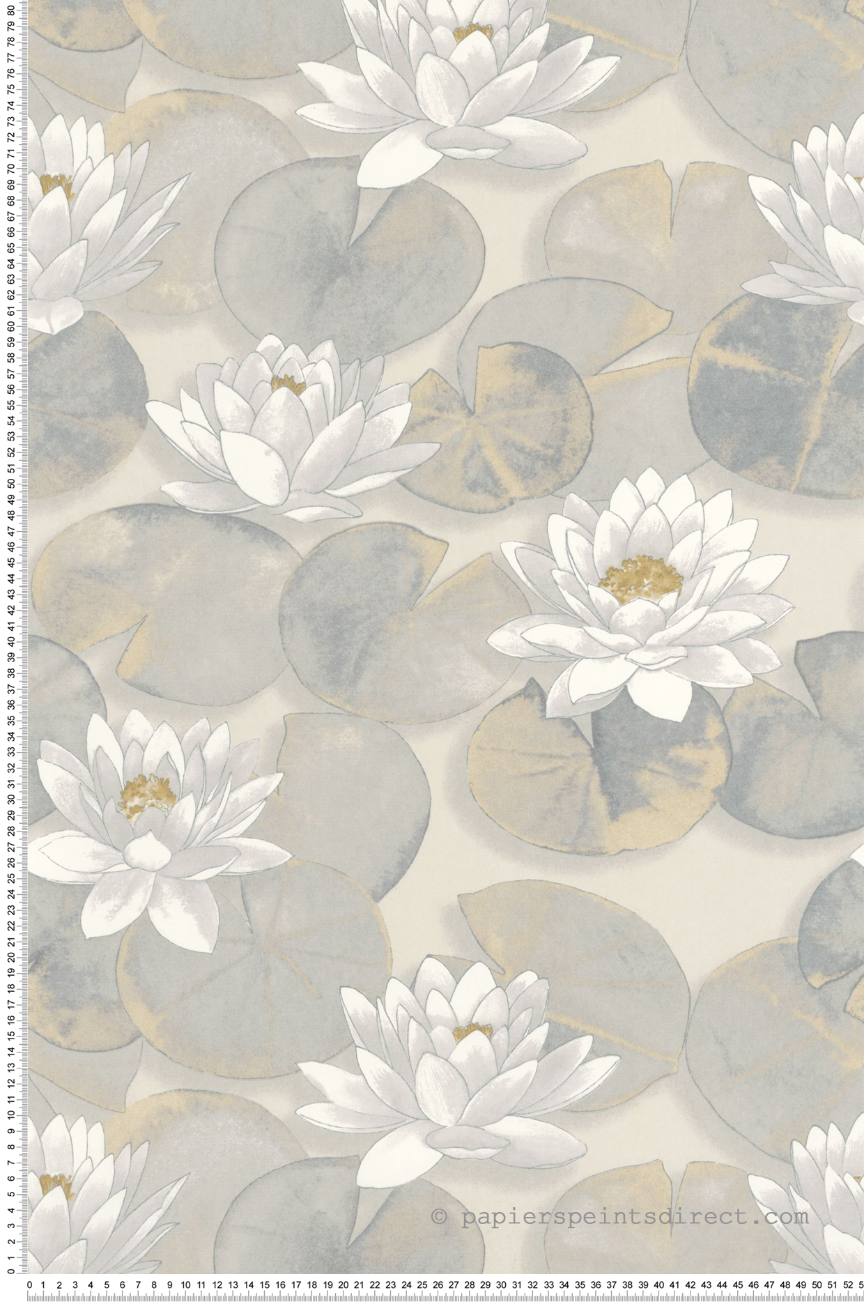 Papier peint Nénuphar Nymphea gris beige - Gardens de Casadéco | Réf. GADN87631068