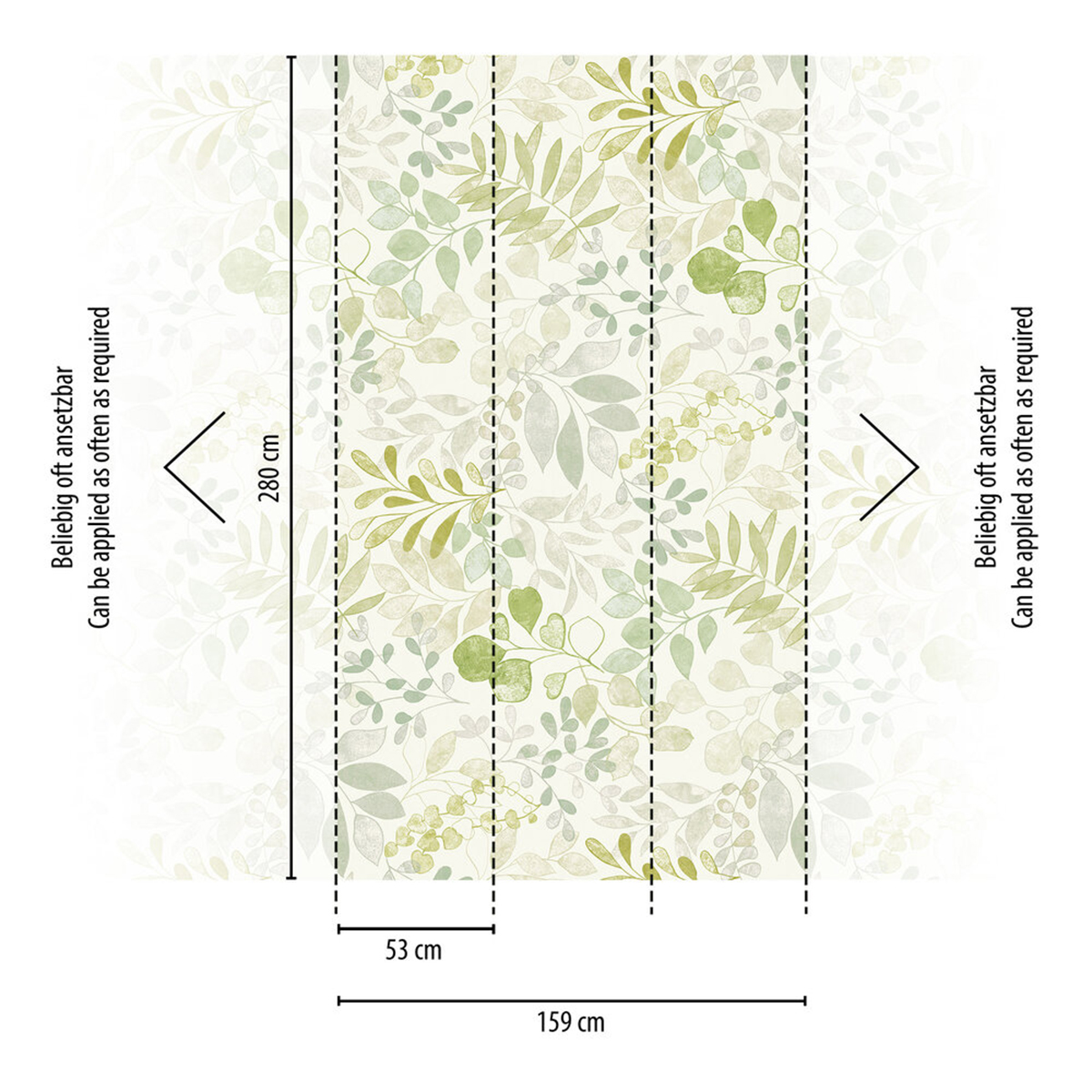 Papier peint panoramique Dessin Feuillage vert - Aquarell Dreams d'A.S. Création AMB5| Réf. AS-396932