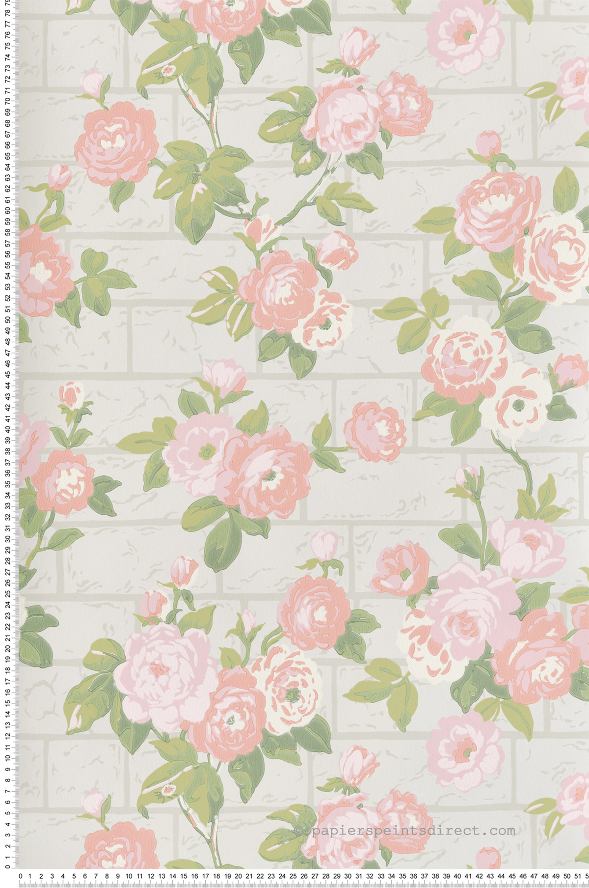 Papier peint Rose Garden Green Stone - In The Garden de Little Greene | Réf. 0234RGGREEN
