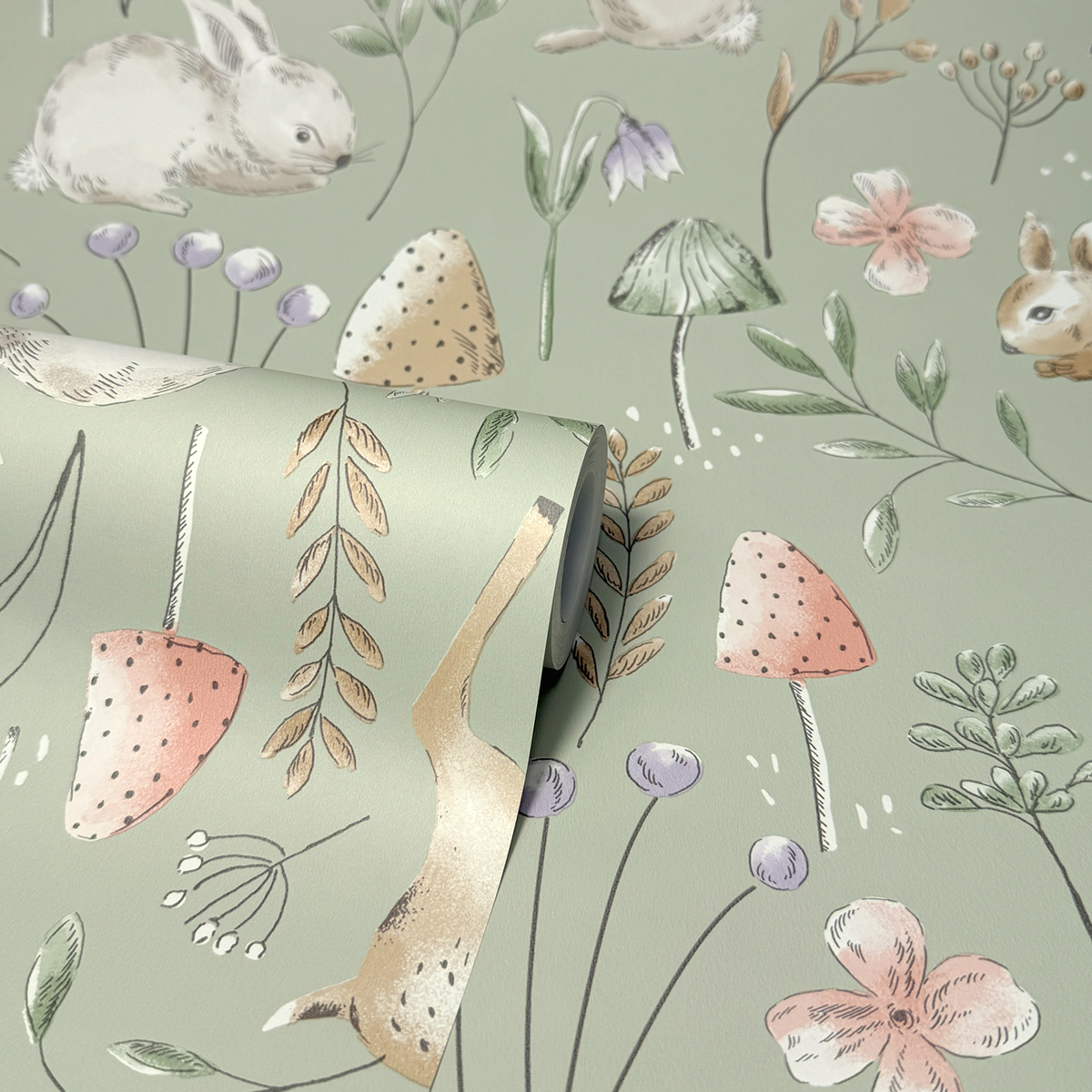 Papier peint Animaux Lapin Forêt vert - Imagine de Lutèce ROLL | Réf. LTC-DL27547