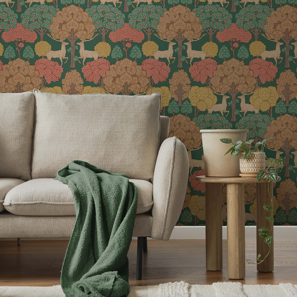 Papier peint Animaux Forest of Arden vert sapin - Beaux Arts de Lutèce AMB1| Réf. LTC-M1849