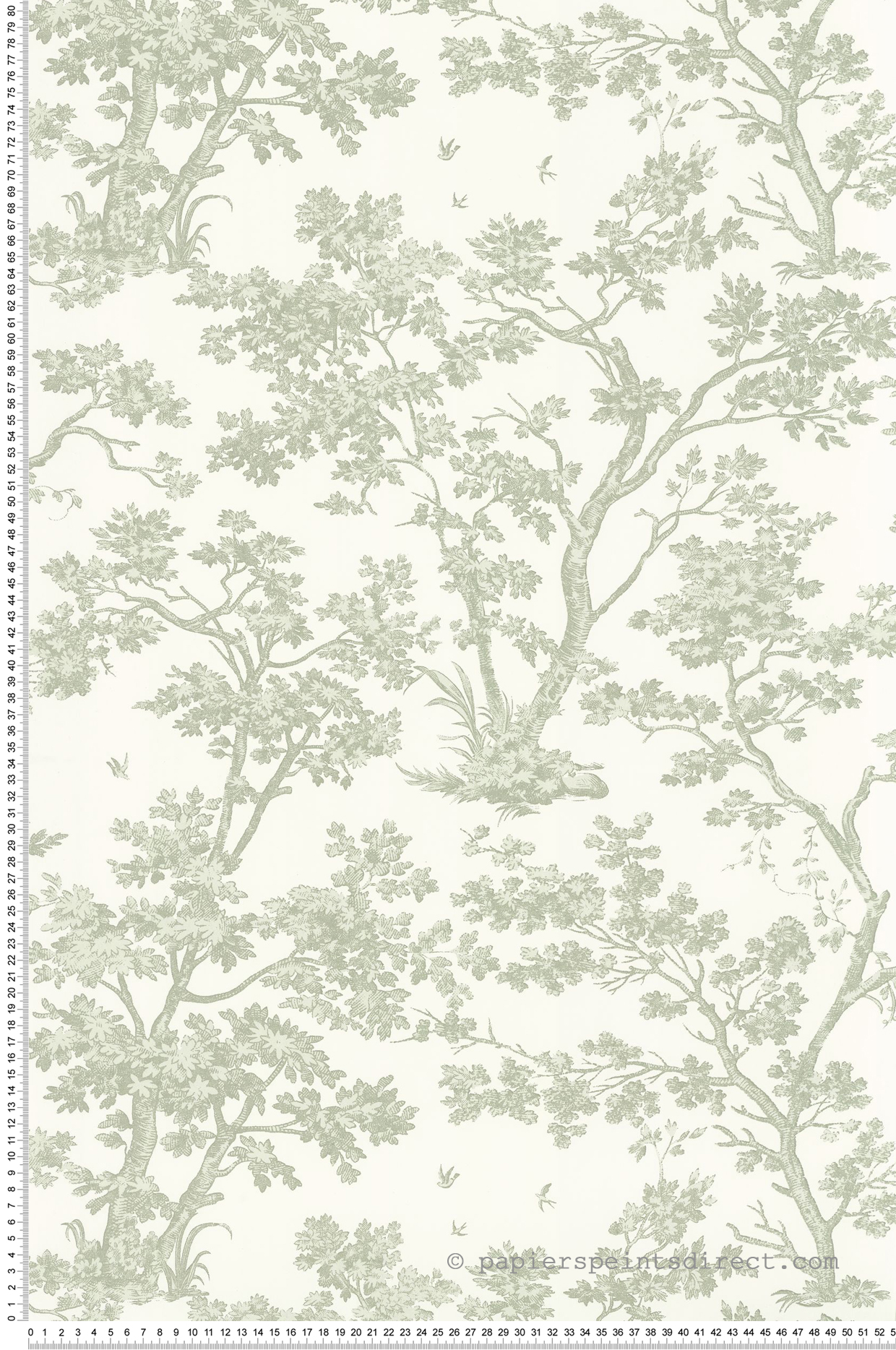 Papier peint Arbre vert de gris - Les Belles Toiles De Jouy 2 de Casadéco | Réf. BTJD81527227